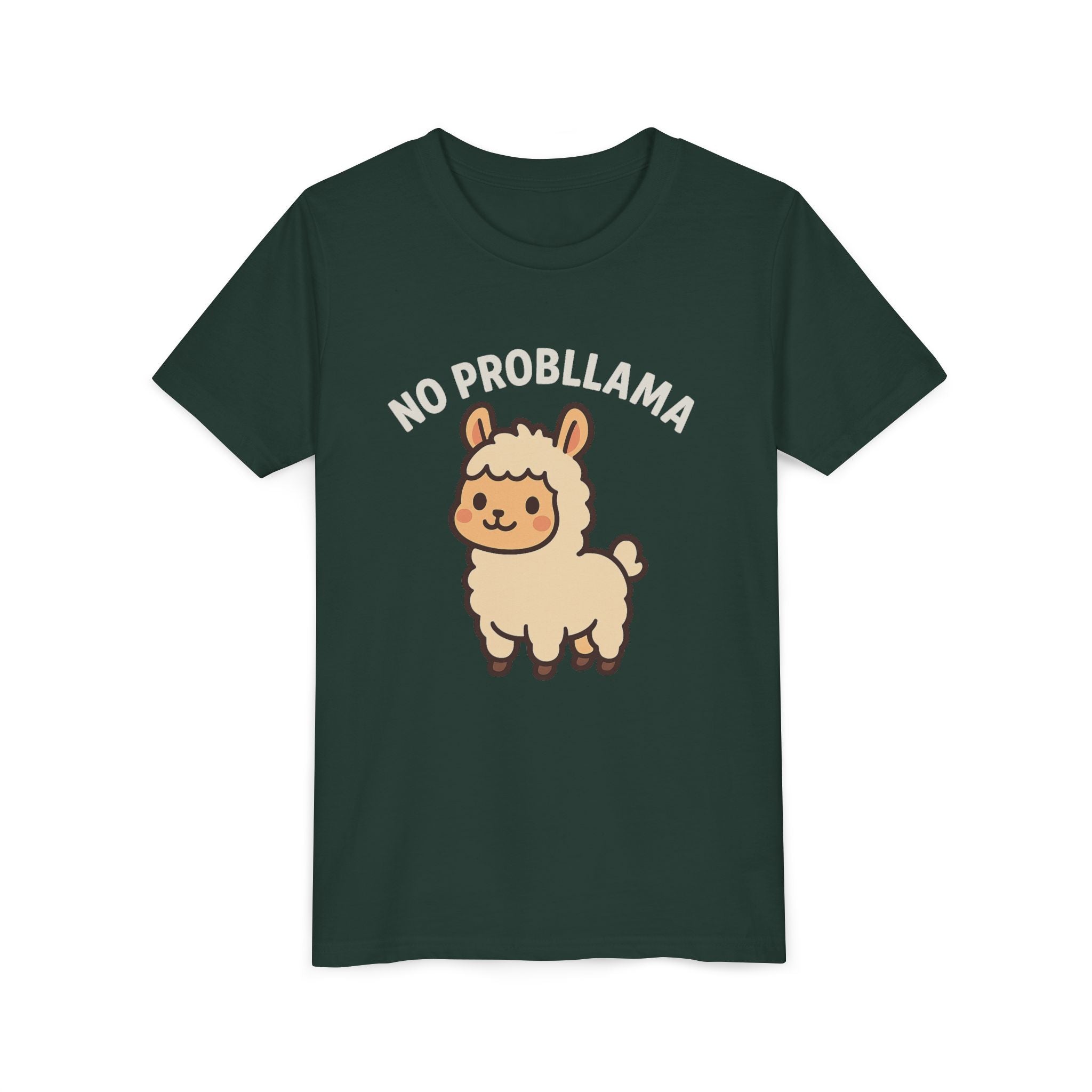 No Probllama Youth Tee – Cute Llama Kids Short Sleeve Shirt