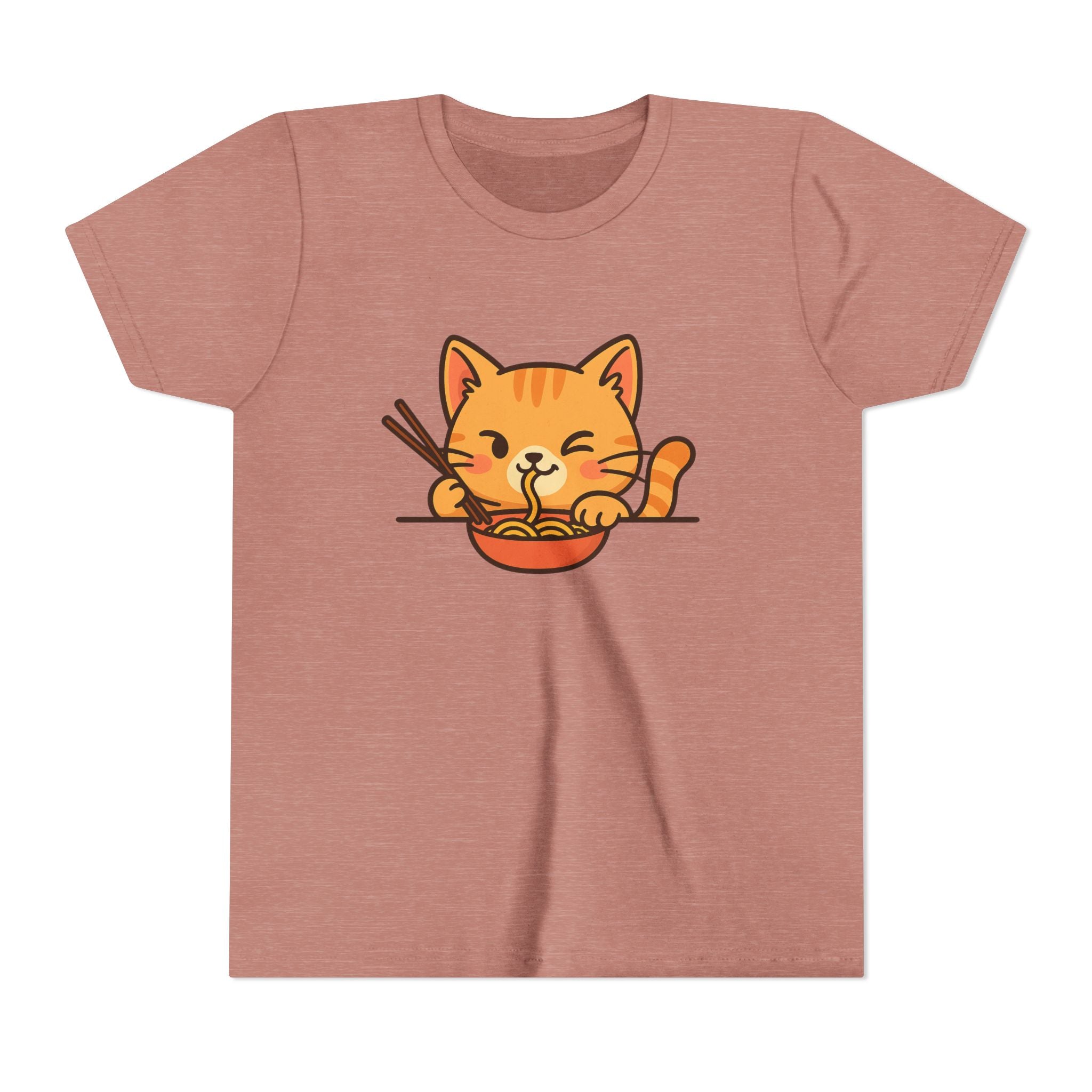 Kids Cat Eating Ramen T-Shirt – Cute Anime Noodle Kitty Youth Tee - Kids