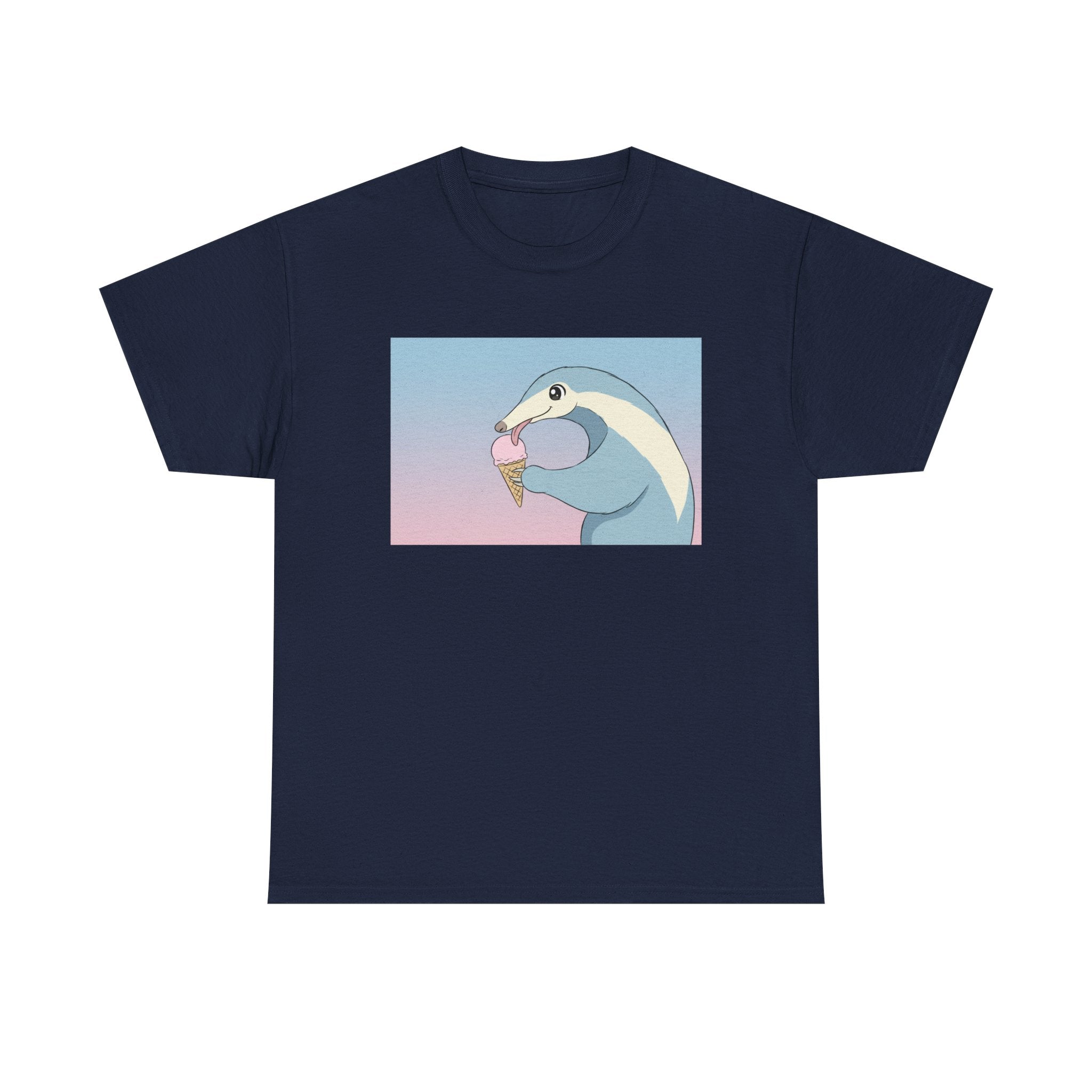 Anteater Eating Ice Cream T-Shirt — Cute Pastel Animal Graphic Tee - Adult