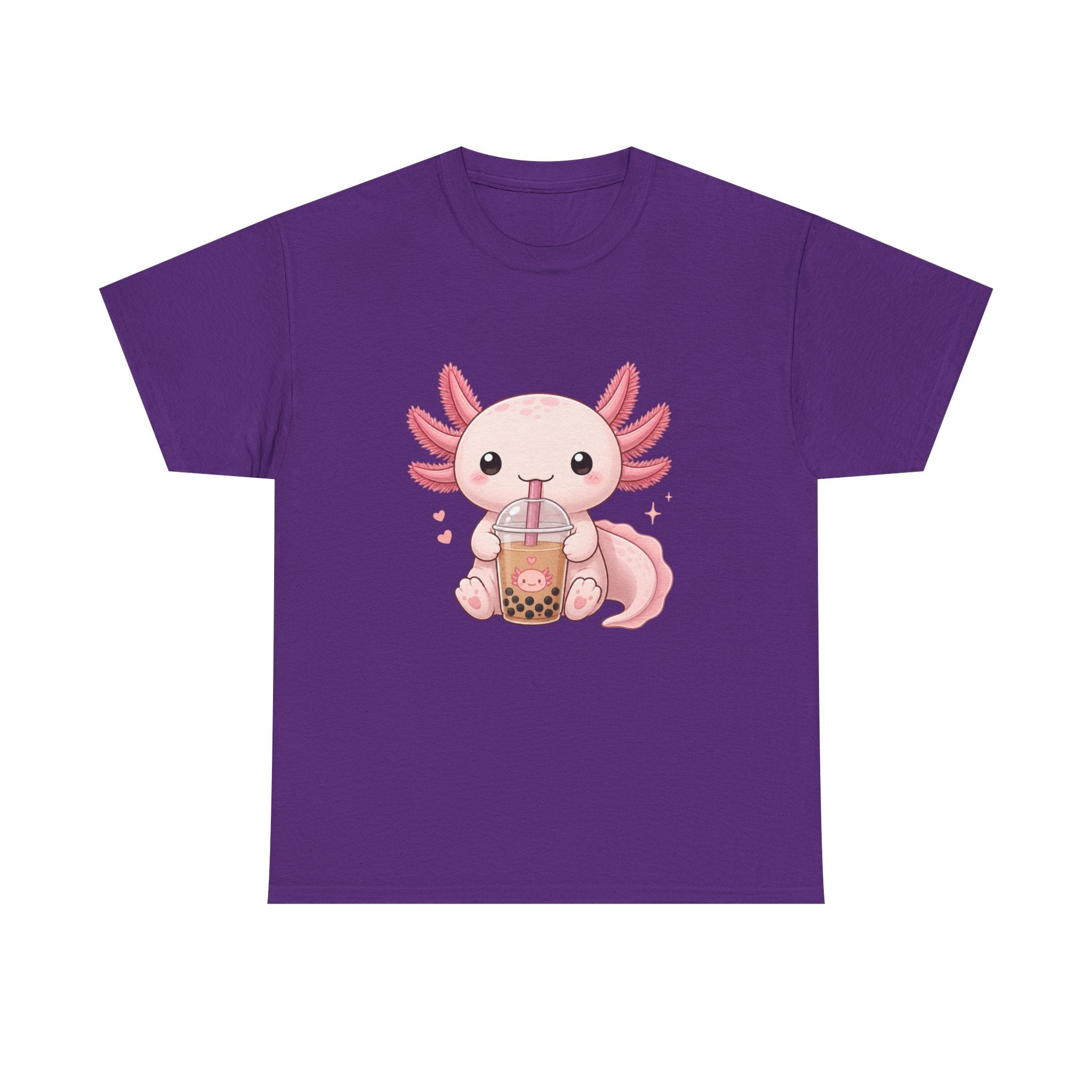 Axolotl Drinking Bubble Tea T-Shirt — Cute Kawaii Boba Tee - Adult