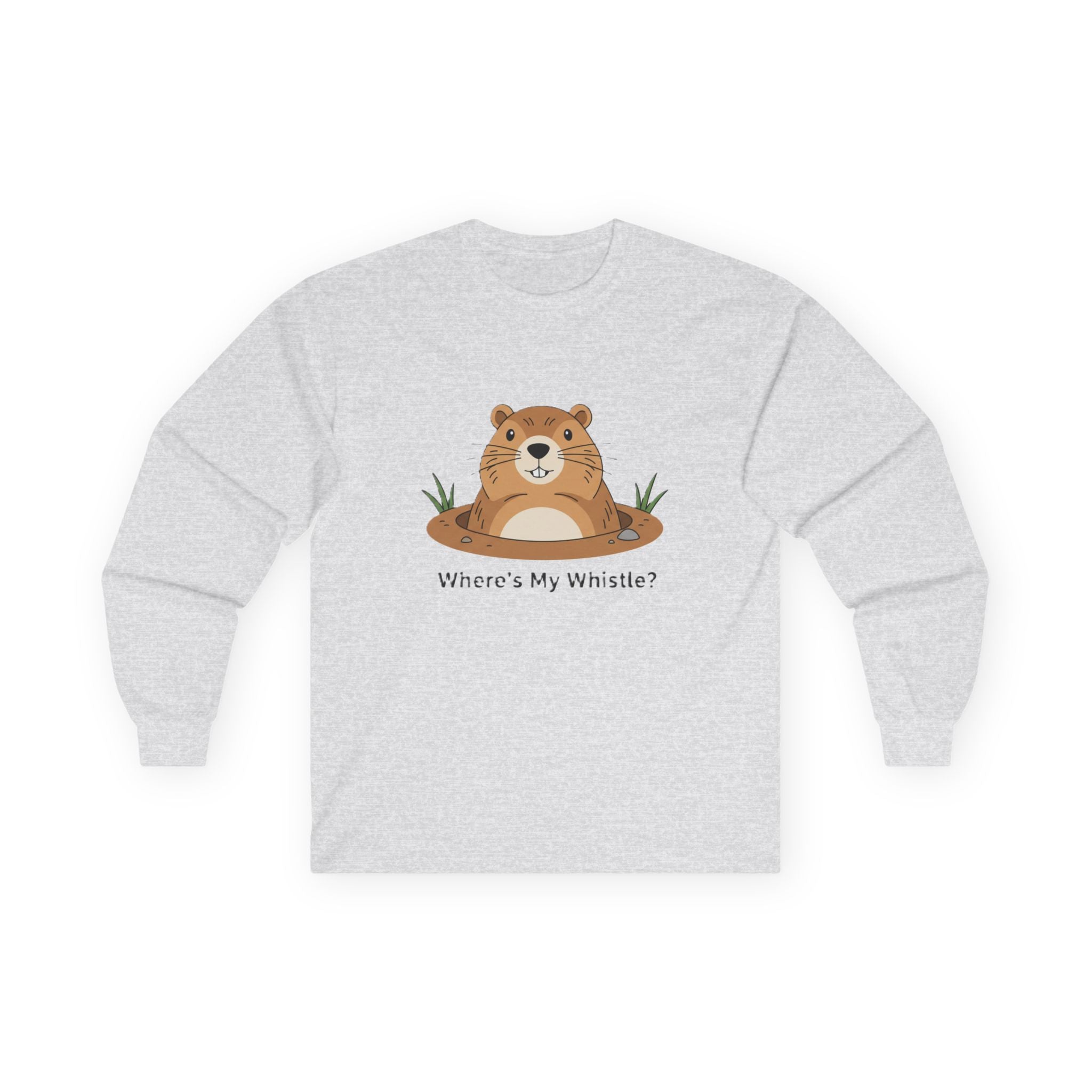 Groundhog 'Where's My Whistle?' Long Sleeve Whistle Pig Tee - Adult