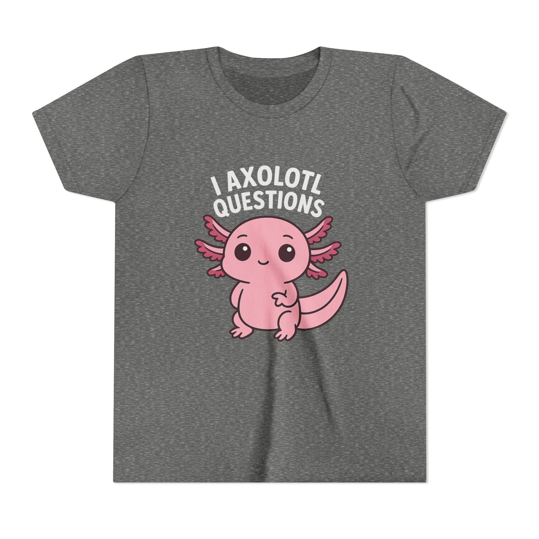 Youth Tee — Cute Pink Axolotl “Axolotl Questions” Kids Shirt