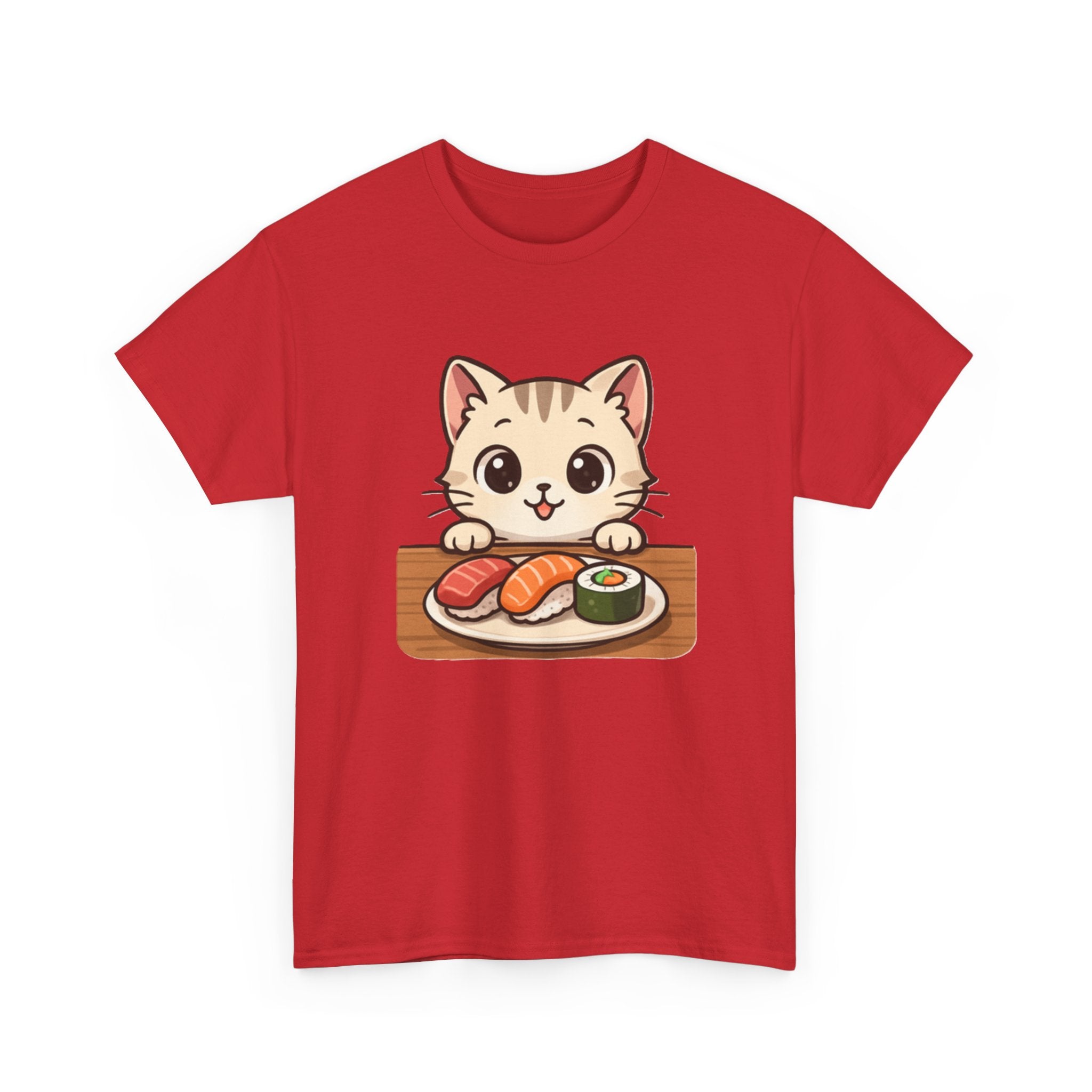 Cat & Sushi T-Shirt — Cute Kawaii Kitty with Sushi Graphic - Adult