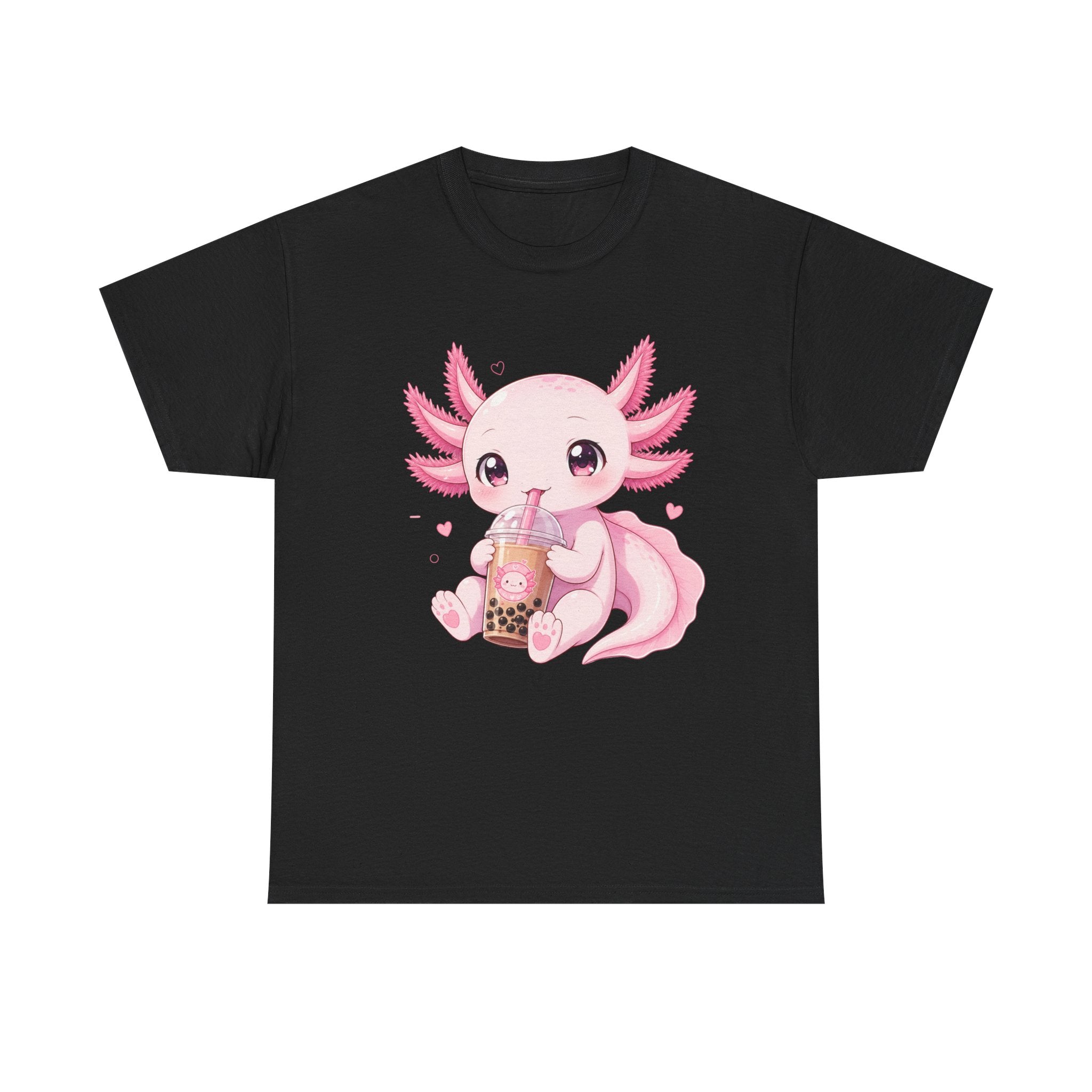 Axolotl Bubble Tea Tee — Cute Pink Axolotl Drinking Boba T-Shirt - Adult