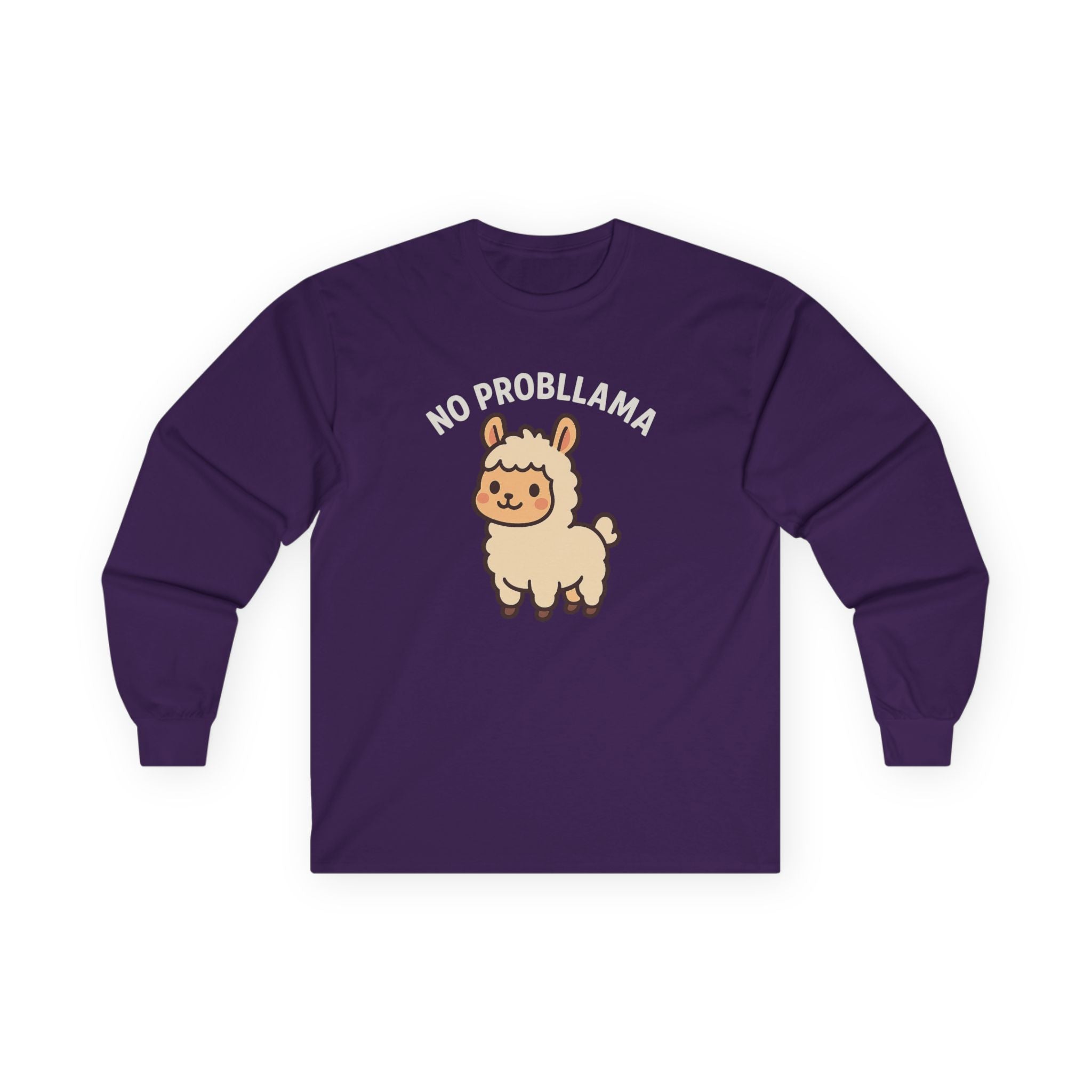 No Probllama Cute Llama Long Sleeve Tee - Adult