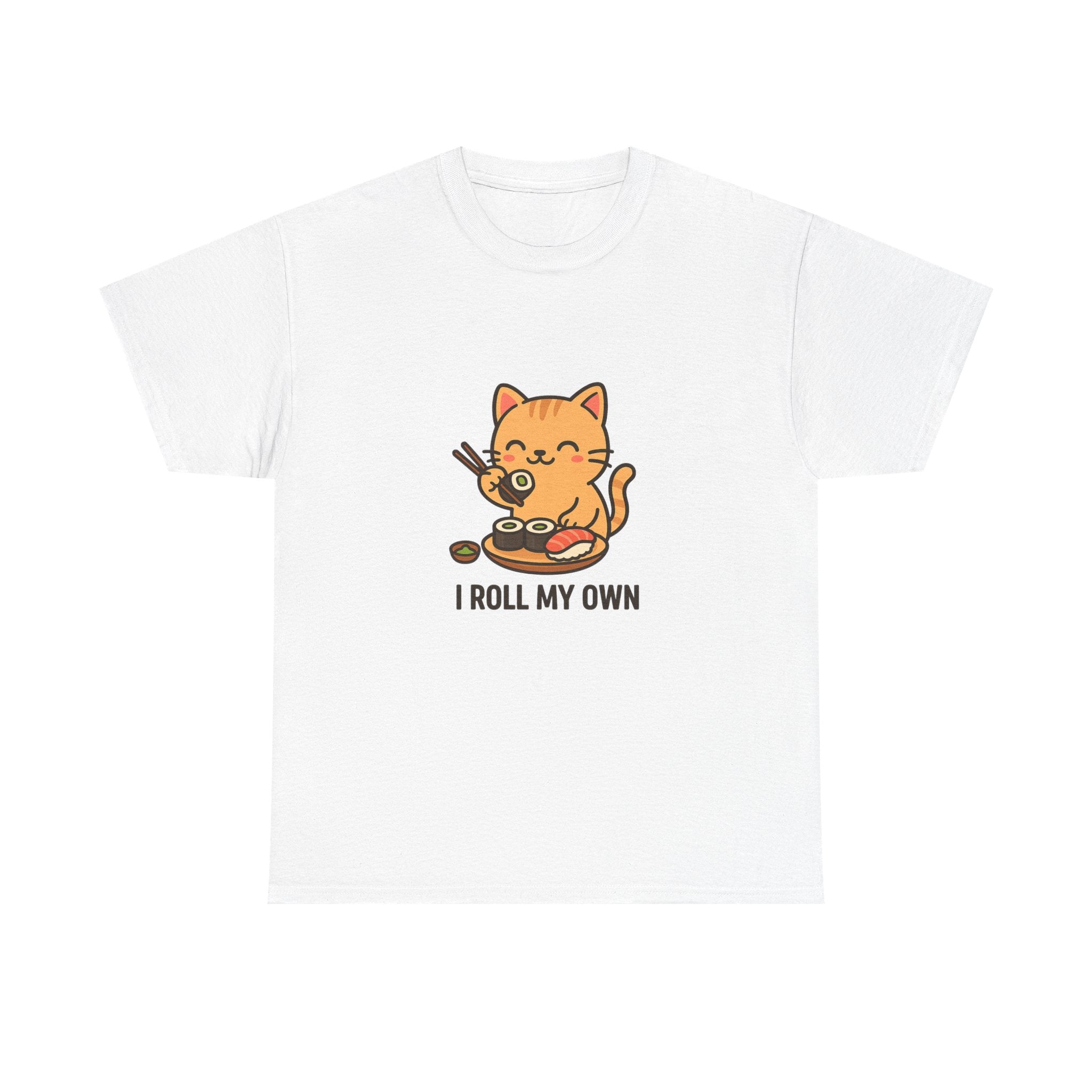 Cat Sushi T-Shirt — Cute 'I Roll My Own' Kawaii Sushi Cat Tee - Adult