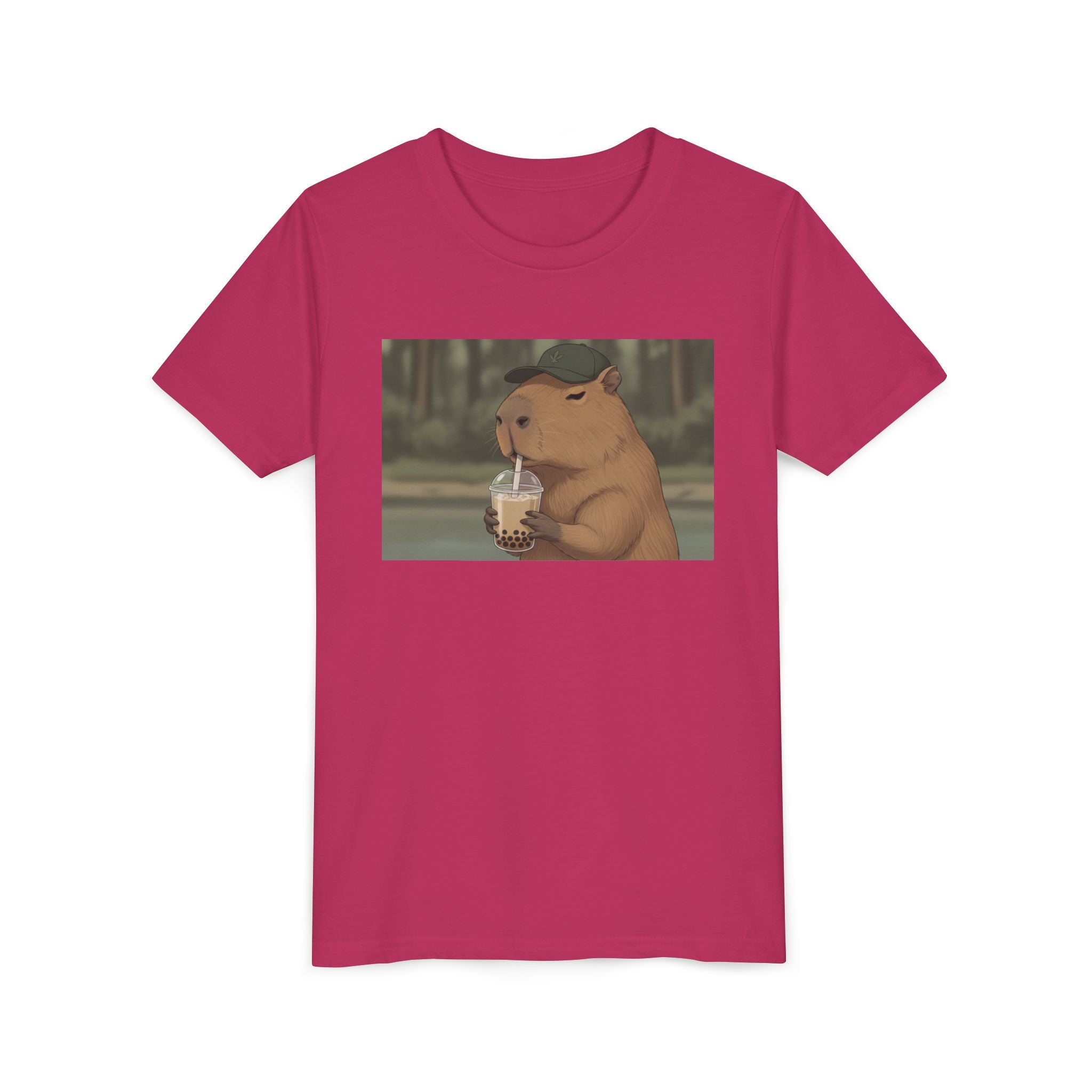 Capybara Drinking Boba Tea Youth Tee — Cute Kawaii Bubble Shirt for Kids - Kids