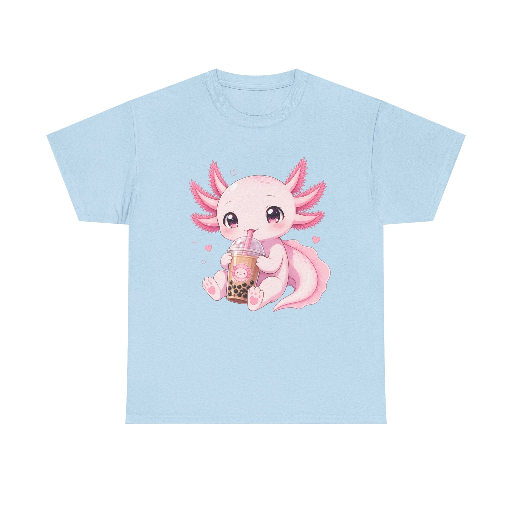 Axolotl Bubble Tea Tee — Cute Pink Axolotl Drinking Boba T-Shirt - Adult