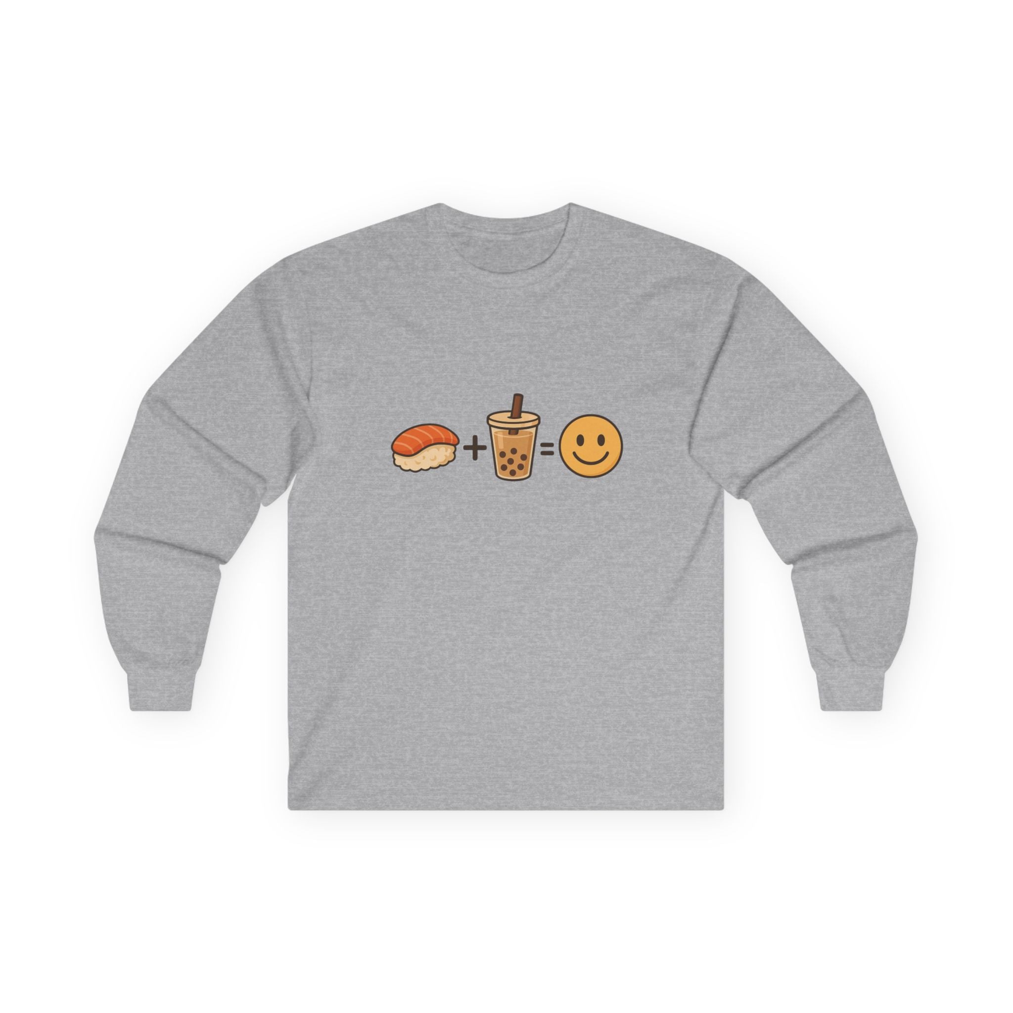 Sushi + Boba = Happy Long Sleeve Tee - Adult