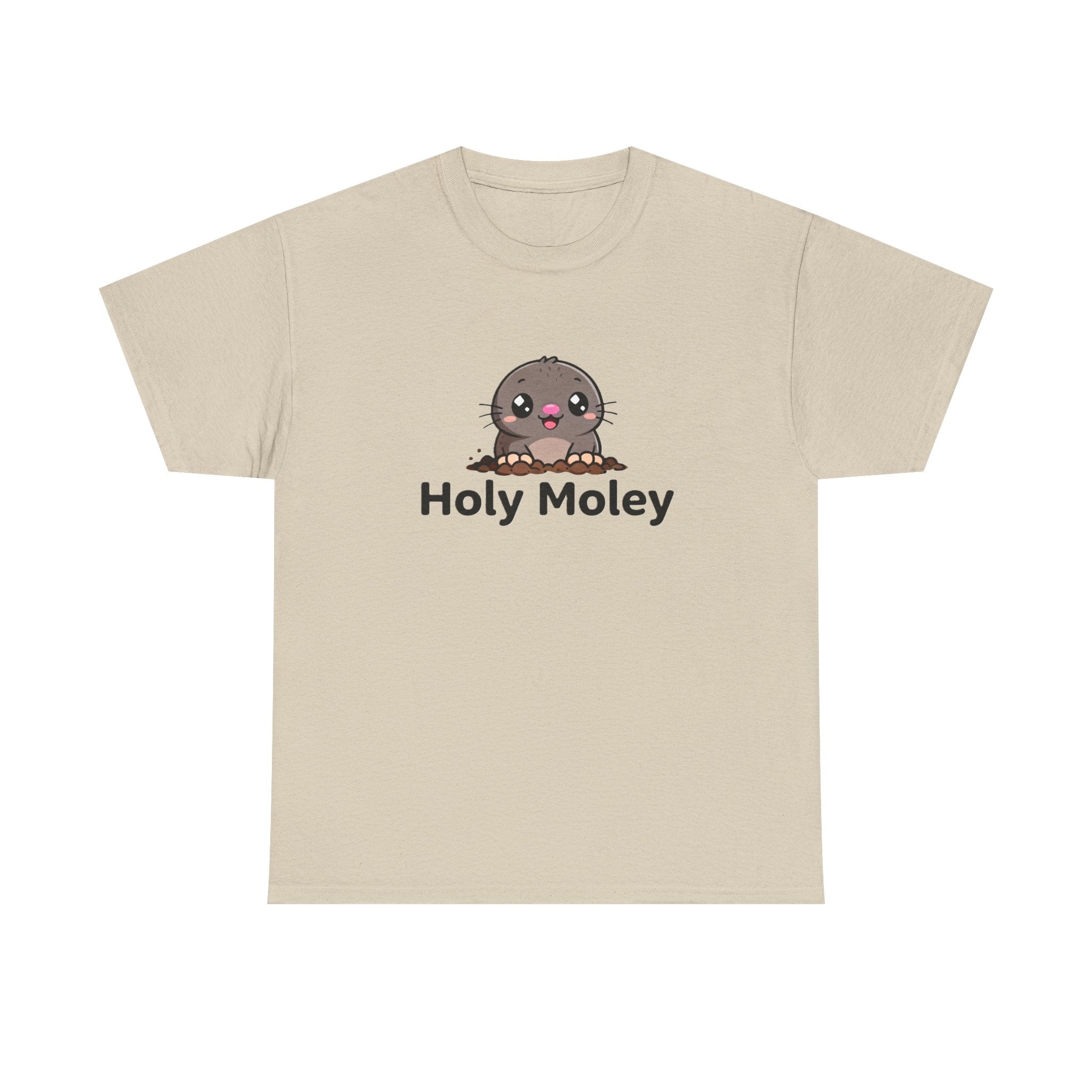 Holy Moley Mole T-Shirt — Cute Cartoon Mole Tee with 'Holy Moley' Text - Adult