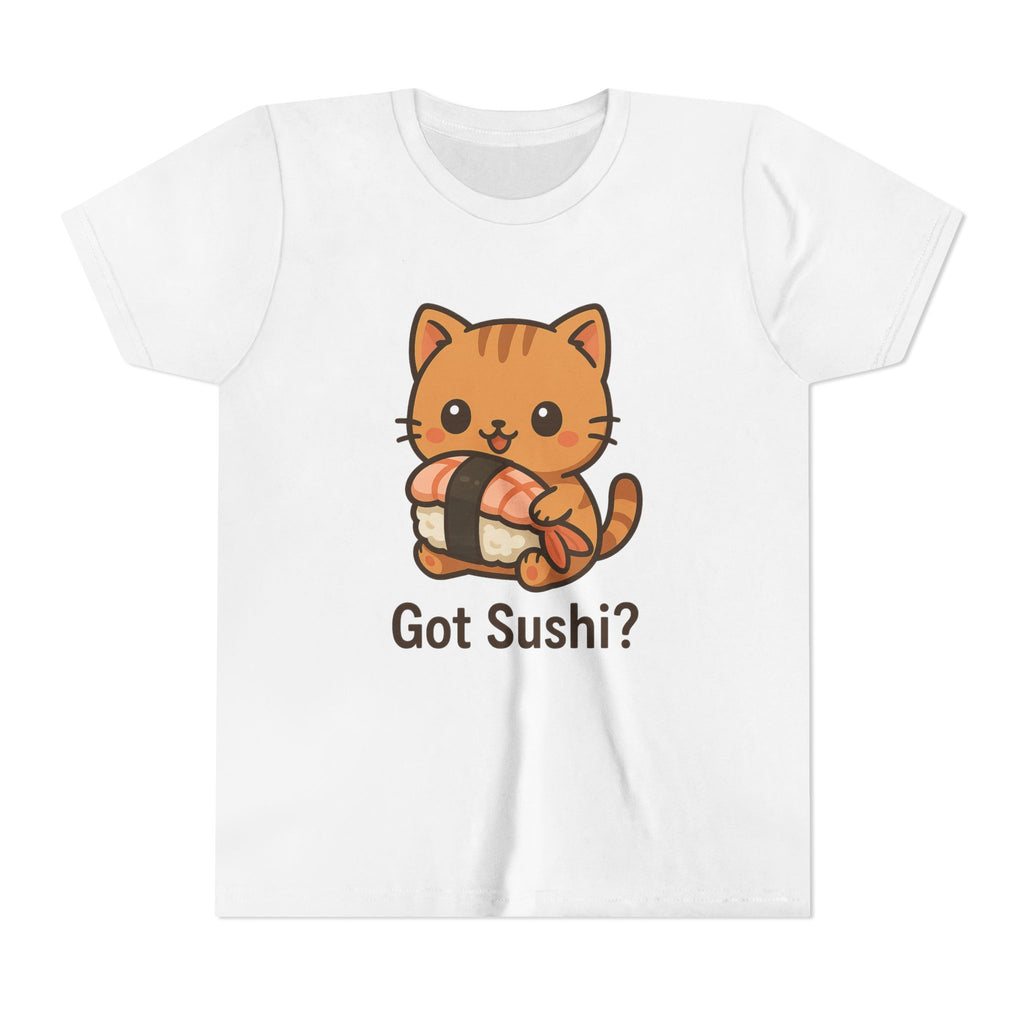 Kids 'Got Sushi?' Cute Cat Sushi Graphic Tee — Youth Short Sleeve Shirt