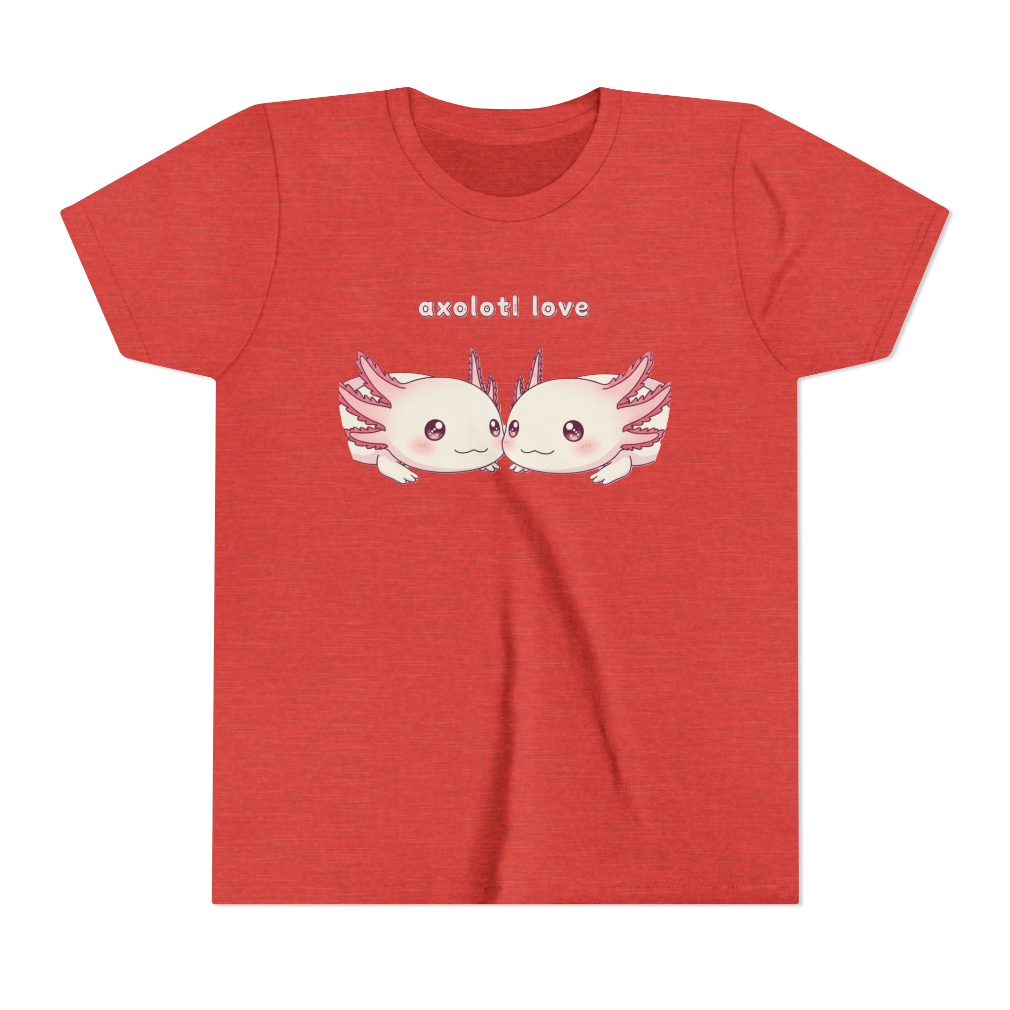 Youth Tee — 'Axolotl Love' Cute Kissing Axolotl Salamander Kids Shirt - Kids