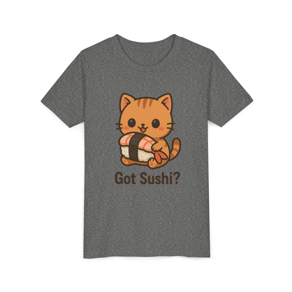Kids 'Got Sushi?' Cute Cat Sushi Graphic Tee — Youth Short Sleeve Shirt