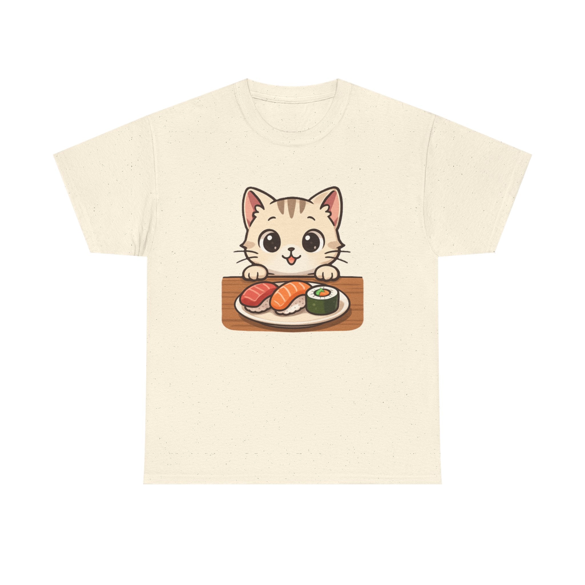 Cat & Sushi T-Shirt — Cute Kawaii Kitty with Sushi Graphic - Adult