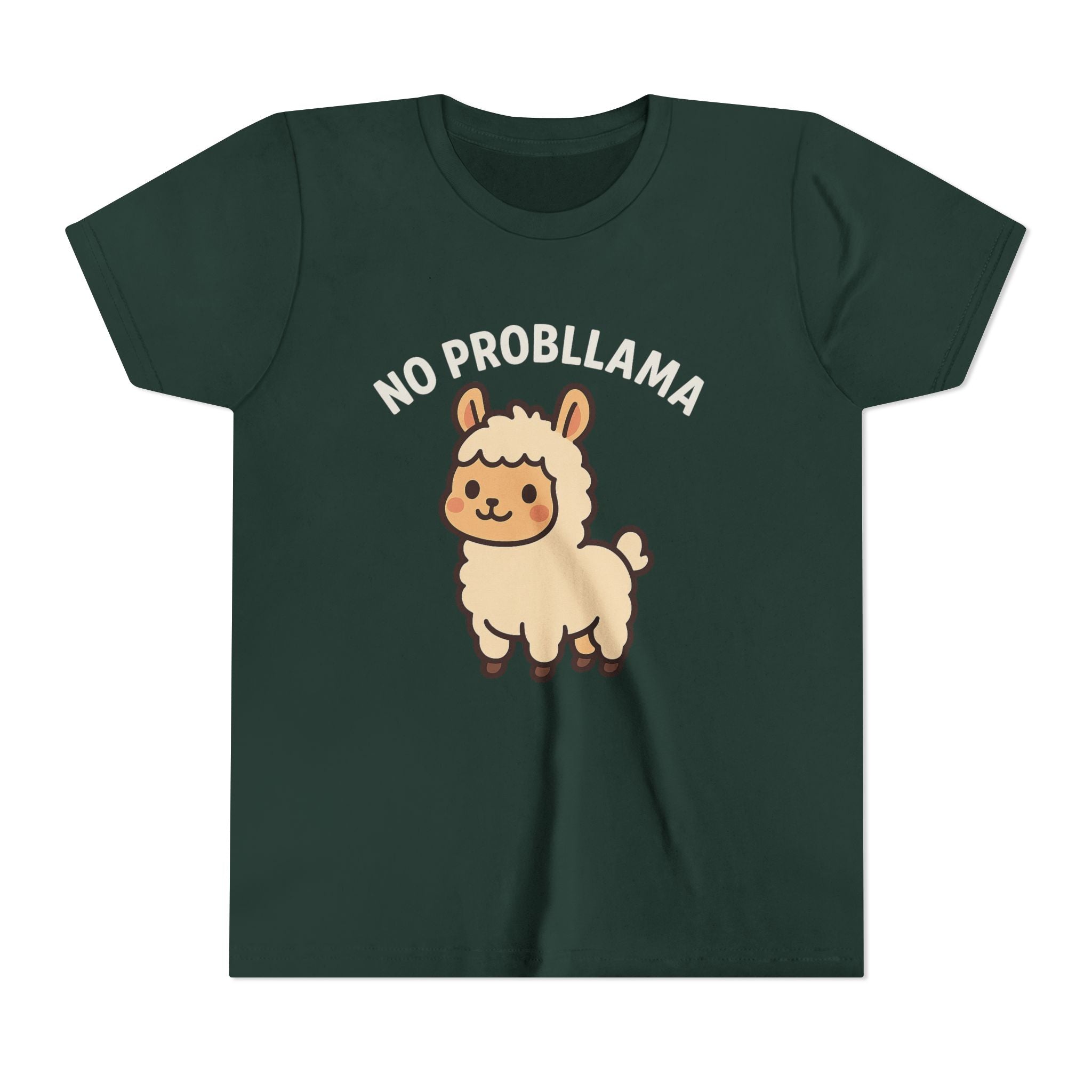No Probllama Youth Tee – Cute Llama Kids Short Sleeve Shirt