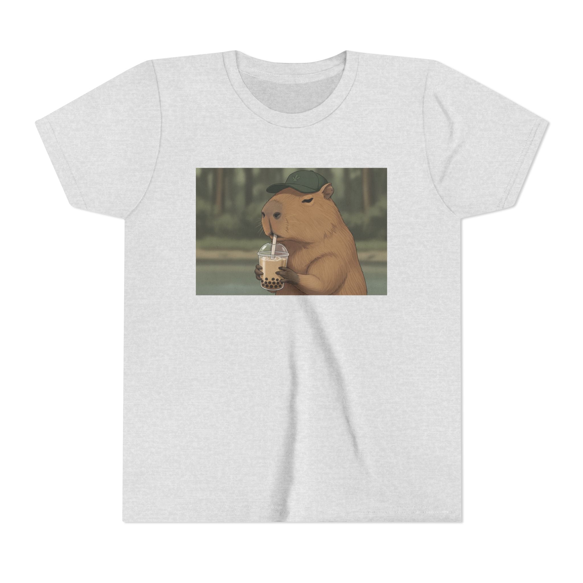 Capybara Drinking Boba Tea Youth Tee — Cute Kawaii Bubble Shirt for Kids - Kids