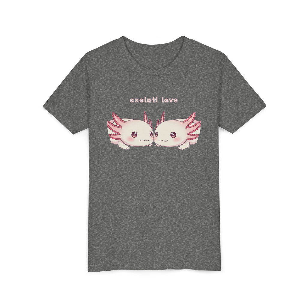 Youth Tee — 'Axolotl Love' Cute Kissing Axolotl Salamander Kids Shirt - Kids