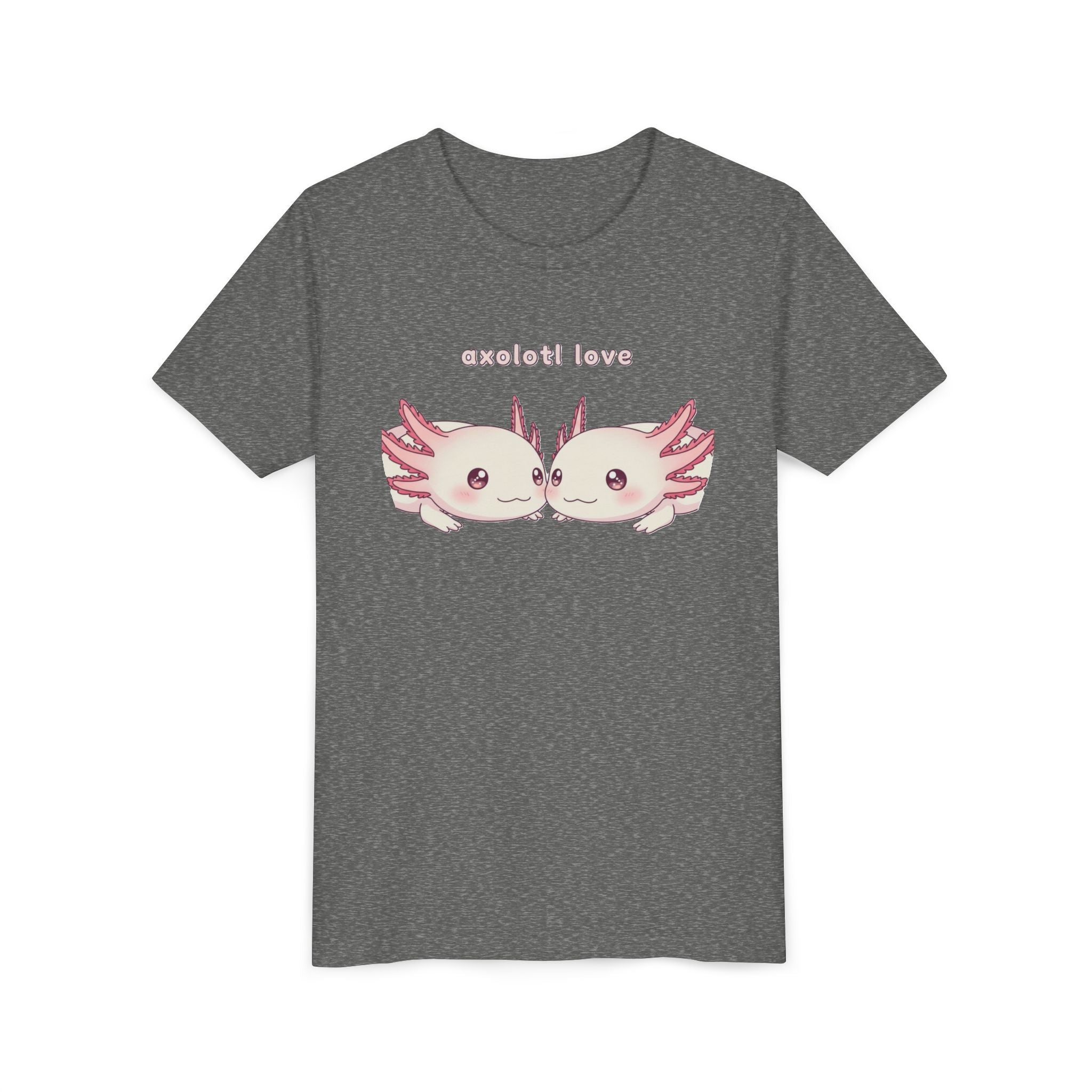 Youth Tee — 'Axolotl Love' Cute Kissing Axolotl Salamander Kids Shirt - Kids