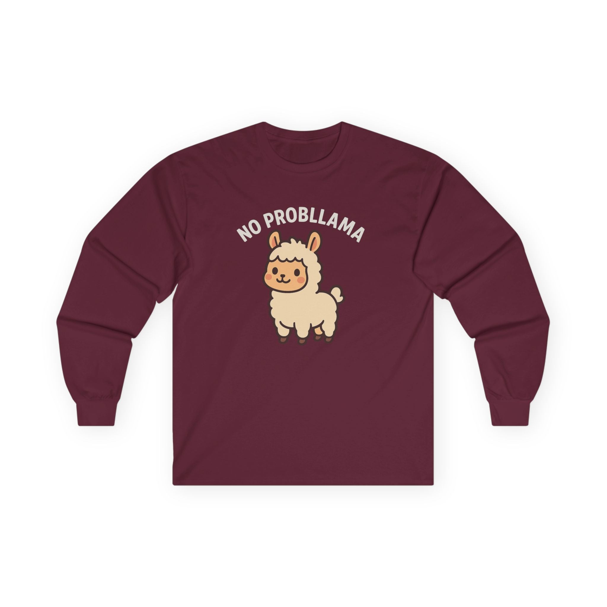 No Probllama Cute Llama Long Sleeve Tee - Adult