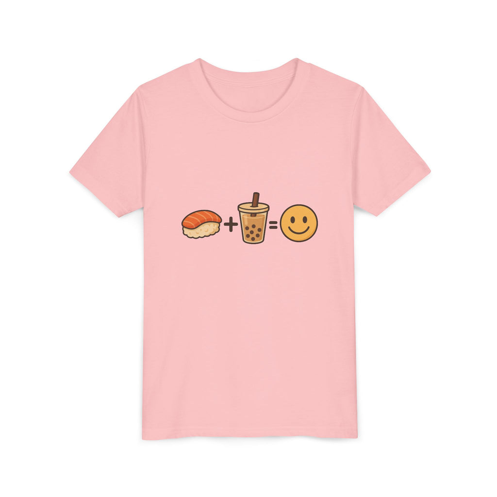 Youth Tee — Sushi + Bubble Tea = Happy Emoji Kids Shirt