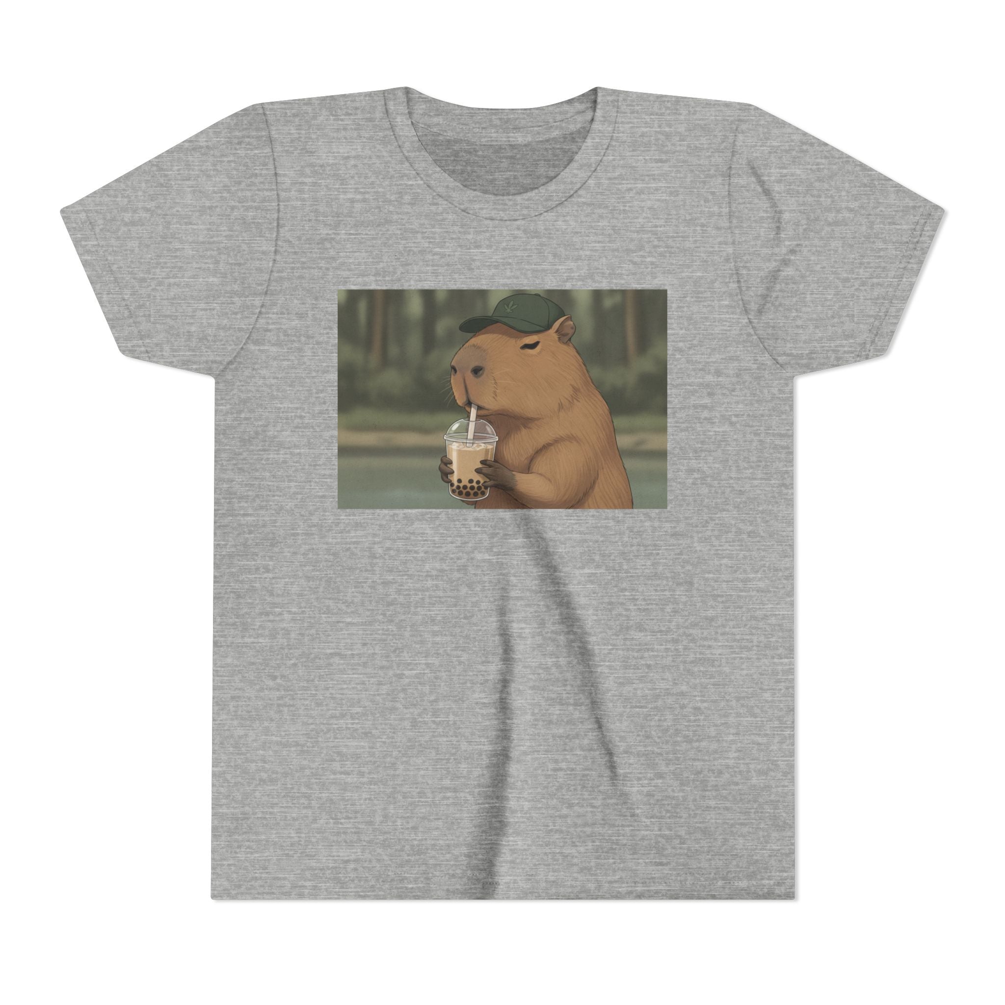 Capybara Drinking Boba Tea Youth Tee — Cute Kawaii Bubble Shirt for Kids - Kids