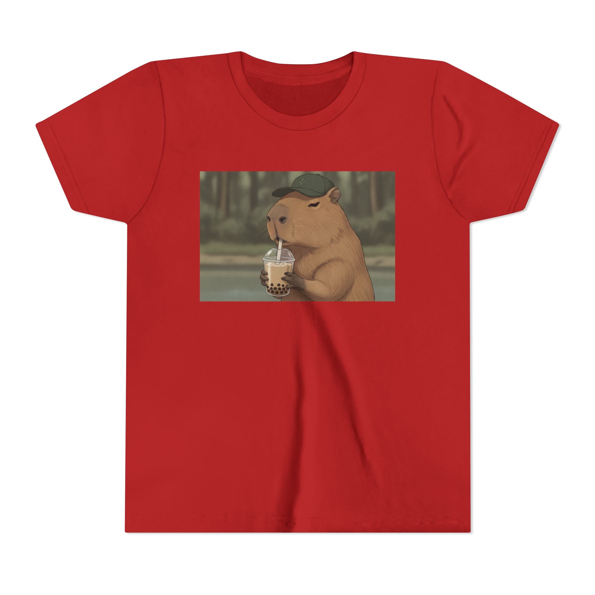 Capybara Drinking Boba Tea Youth Tee — Cute Kawaii Bubble Shirt for Kids - Kids
