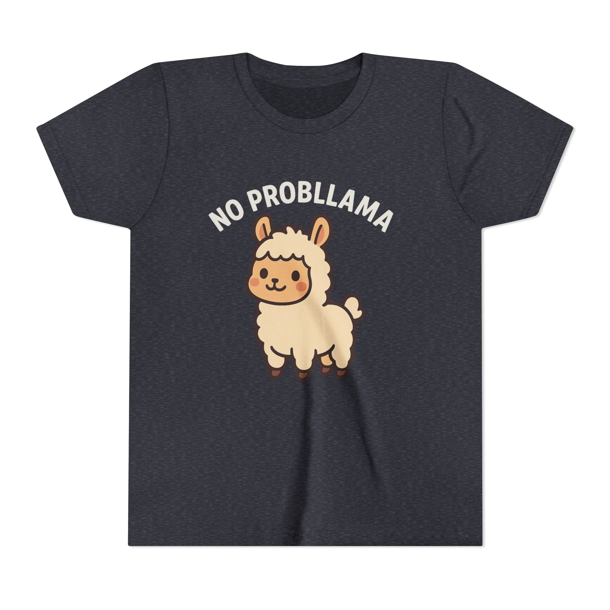 No Probllama Youth Tee – Cute Llama Kids Short Sleeve Shirt