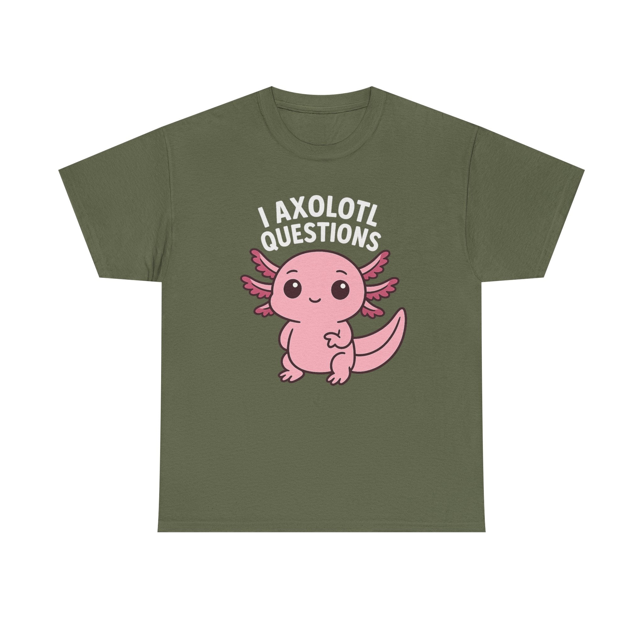 Axolotl Cute Tee — "I Axolotl Questions" Funny Pink Axolotl Graphic T-Shirt - Adult