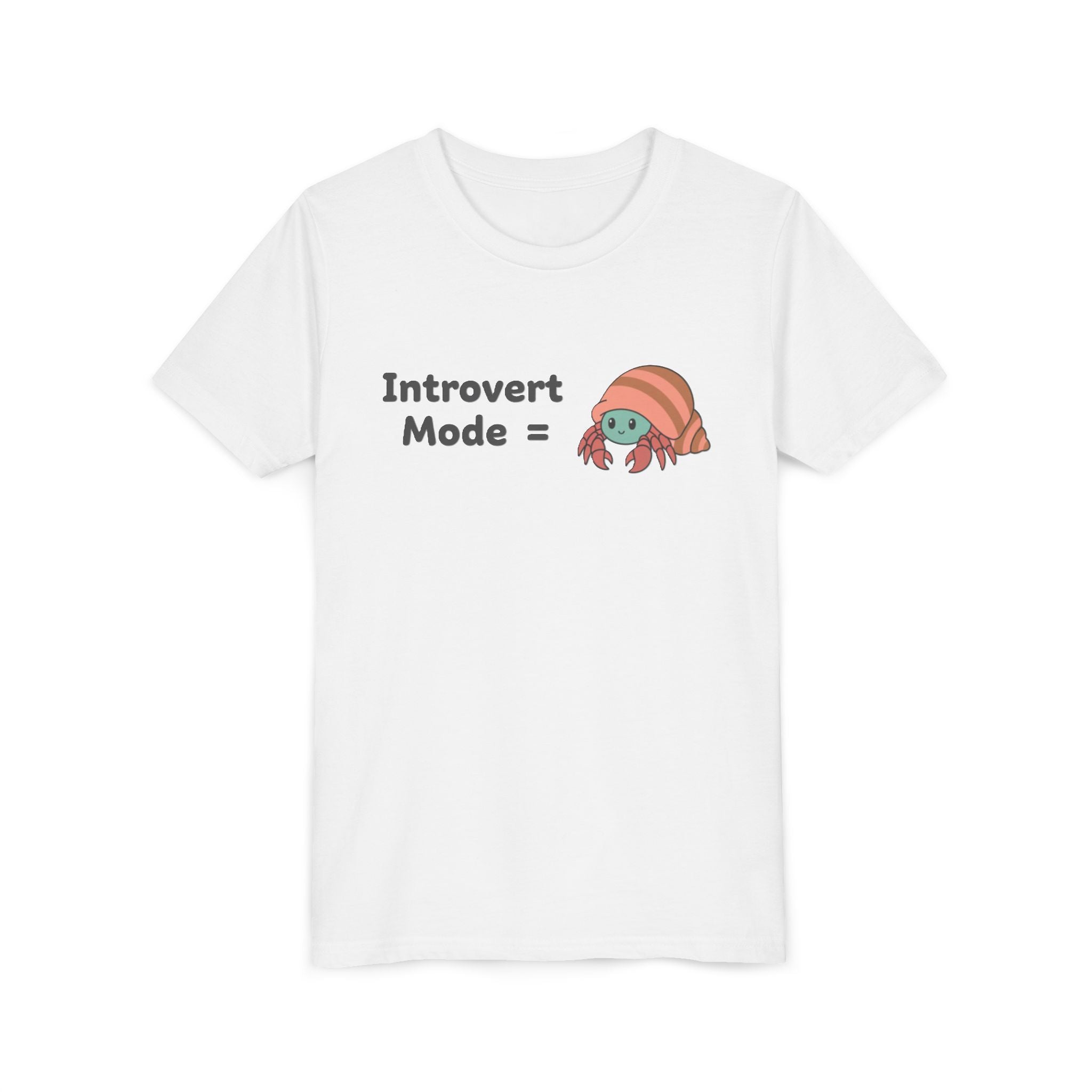 Introvert Mode Kids Tee — Cute Hermit Crab Graphic Youth Shirt