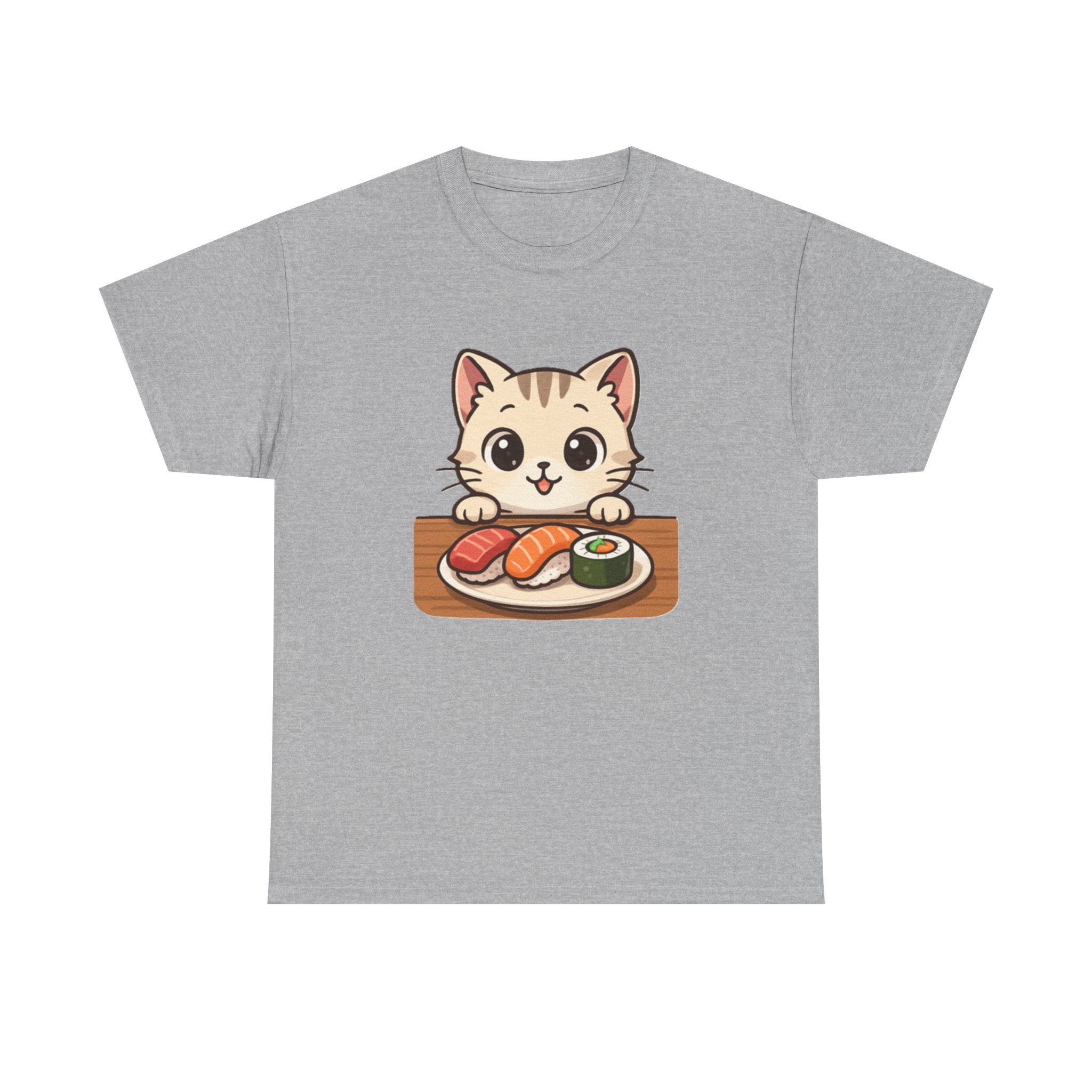 Cat & Sushi T-Shirt — Cute Kawaii Kitty with Sushi Graphic - Adult