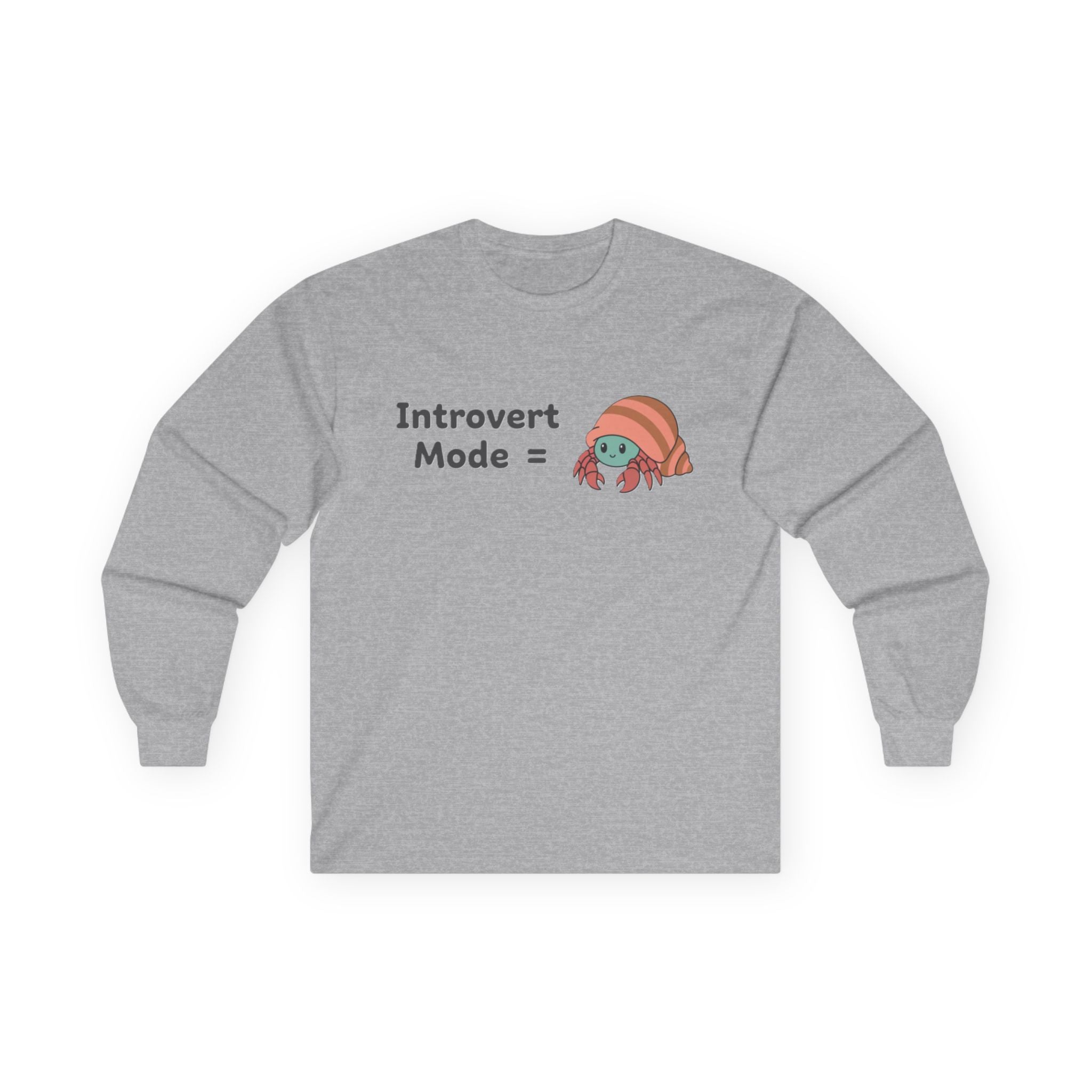 Introvert Mode Hermit Crab Long Sleeve Tee — Cute Hermit Crab Graphic - Adult