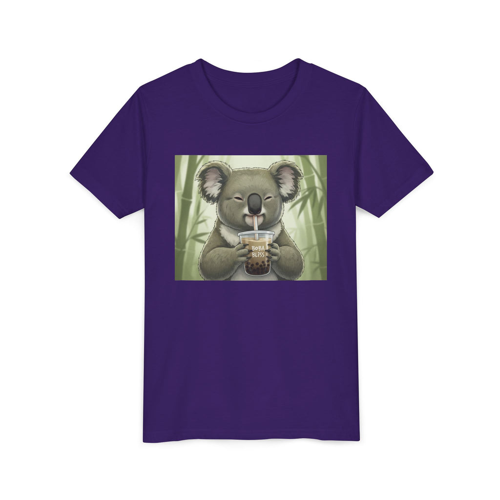Kids Koala Boba Tea Time T‑Shirt — Cute Koala Drinking Bubble Tea Youth Tee - Kids