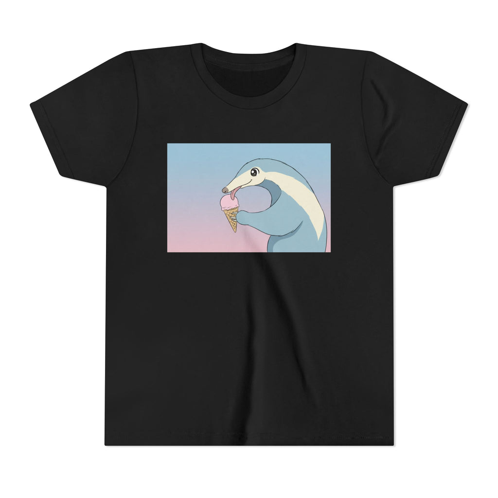 Anteater Eating Ice Cream Kids Tee — Cute Pastel Animal Graphic Youth T-Shirt - Kids