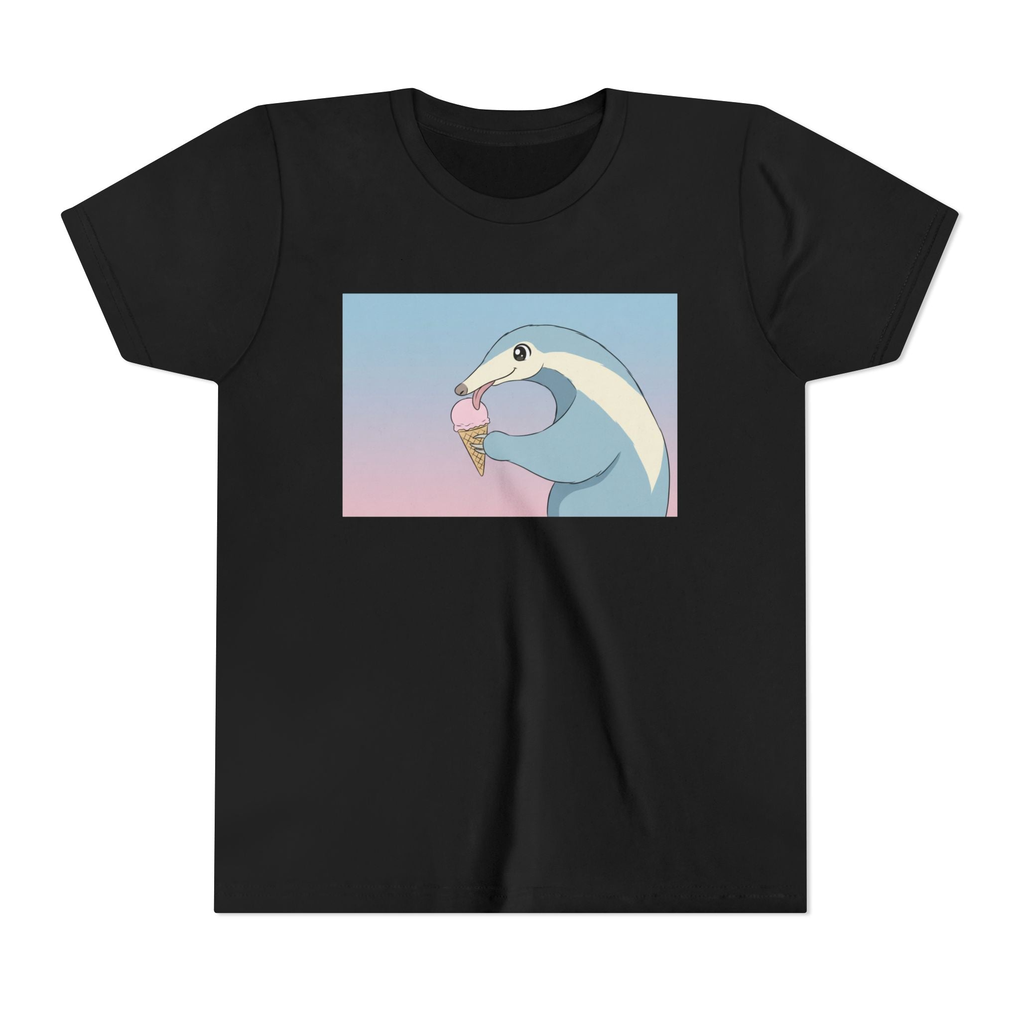 Anteater Eating Ice Cream Kids Tee — Cute Pastel Animal Graphic Youth T-Shirt - Kids