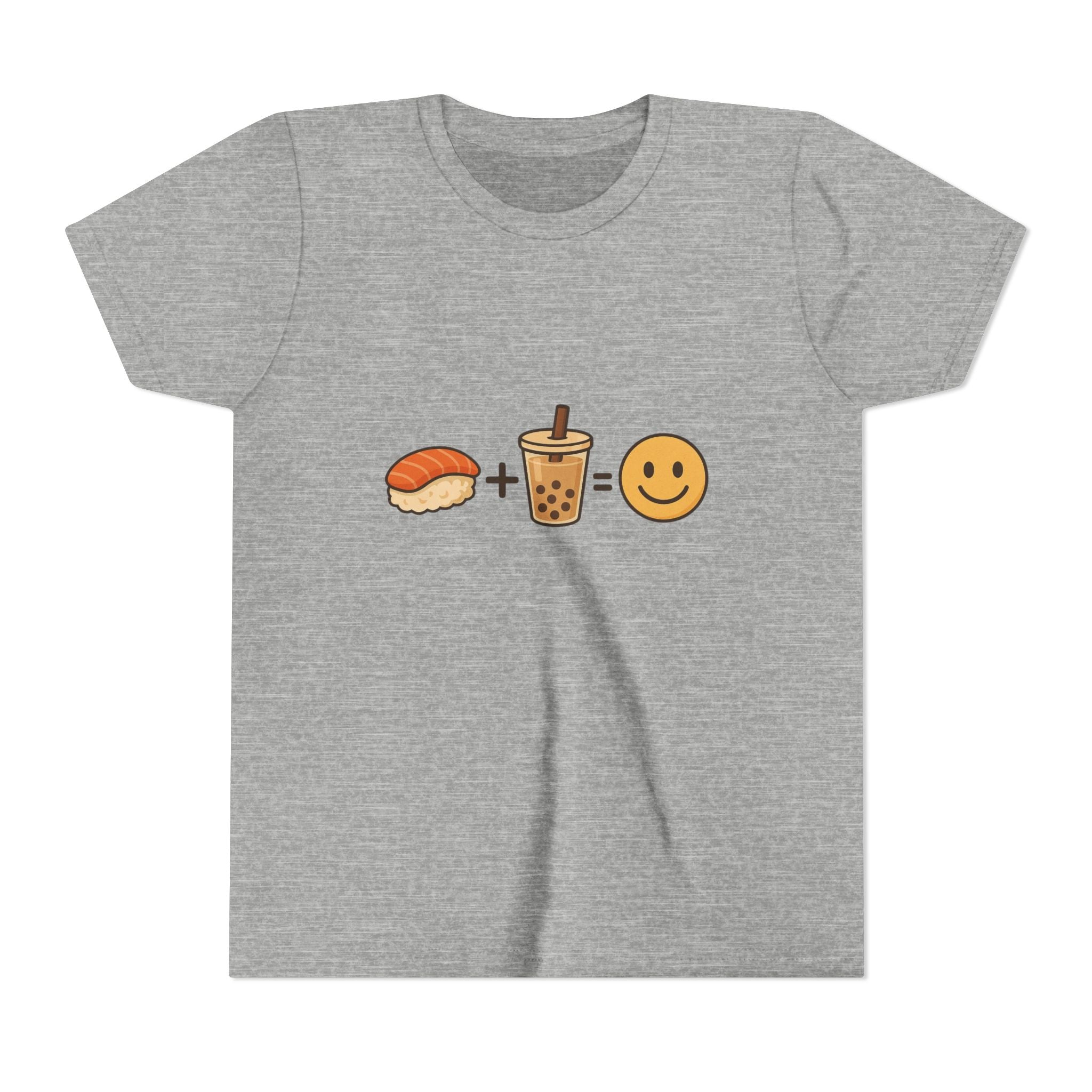 Youth Tee — Sushi + Bubble Tea = Happy Emoji Kids Shirt