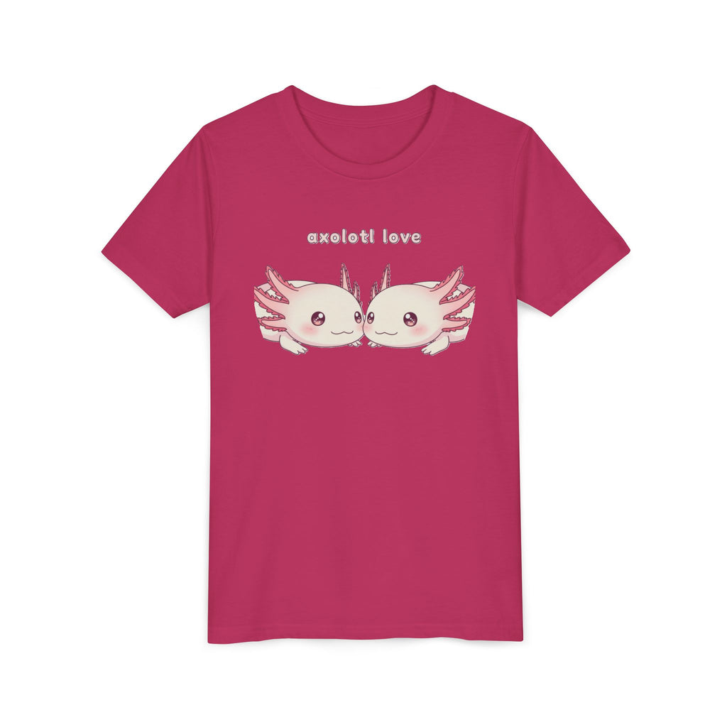 Youth Tee — 'Axolotl Love' Cute Kissing Axolotl Salamander Kids Shirt - Kids