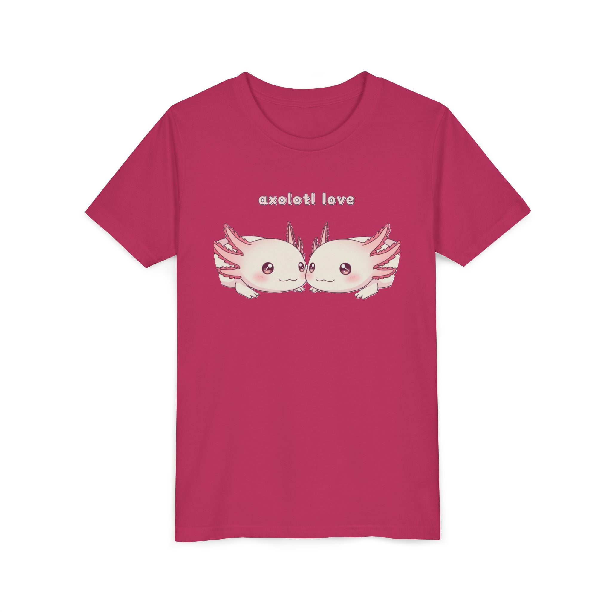 Youth Tee — 'Axolotl Love' Cute Kissing Axolotl Salamander Kids Shirt - Kids