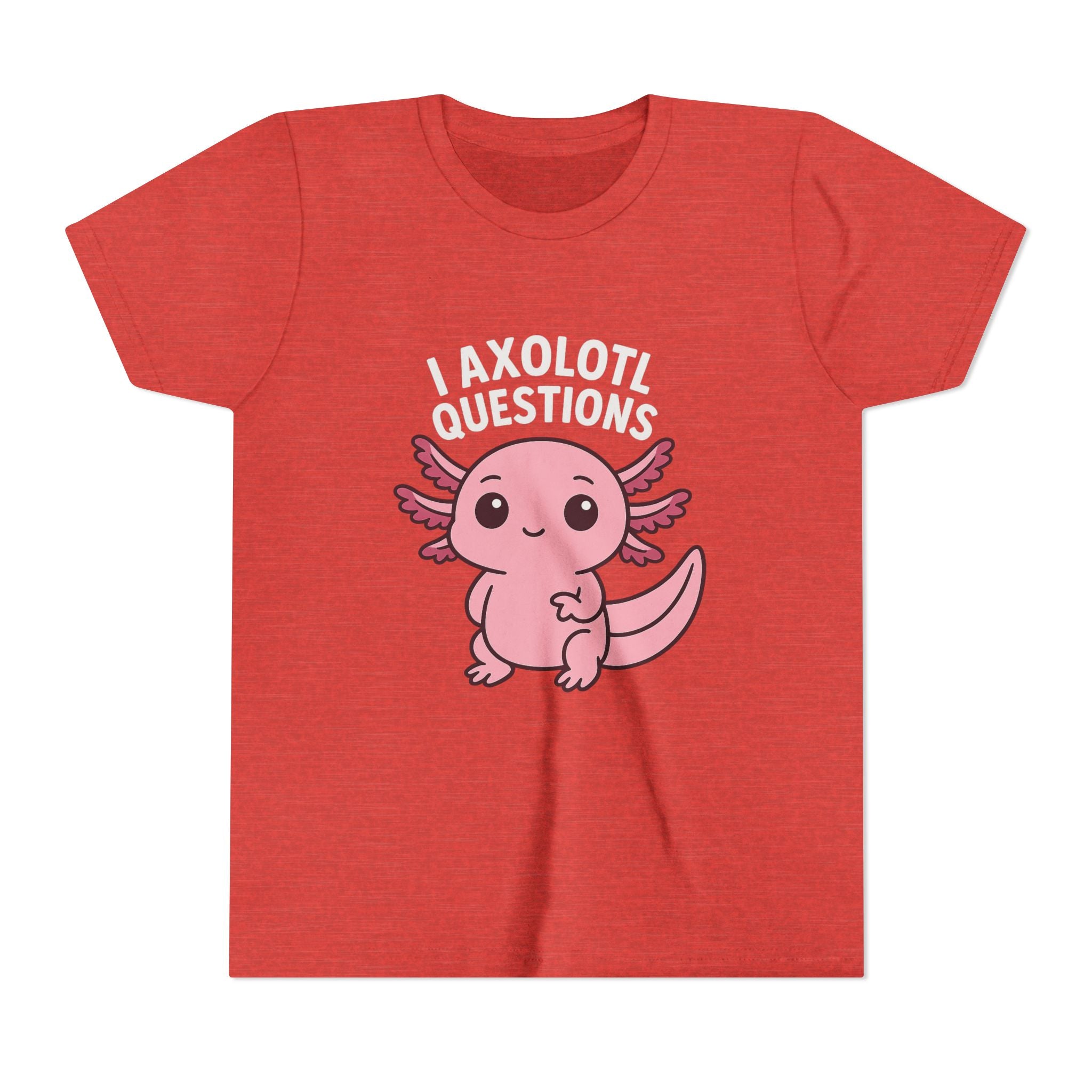 Youth Tee — Cute Pink Axolotl “Axolotl Questions” Kids Shirt
