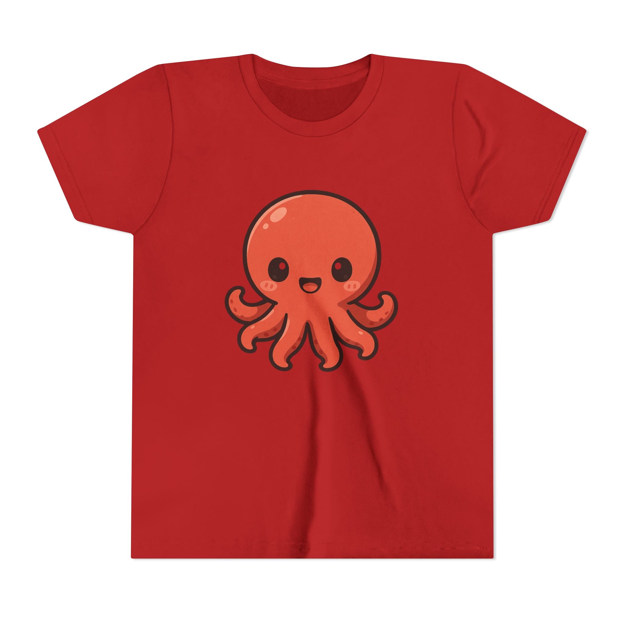 Cute Red Octopus Youth Tee — Kawaii Sea Animal Kids T-Shirt