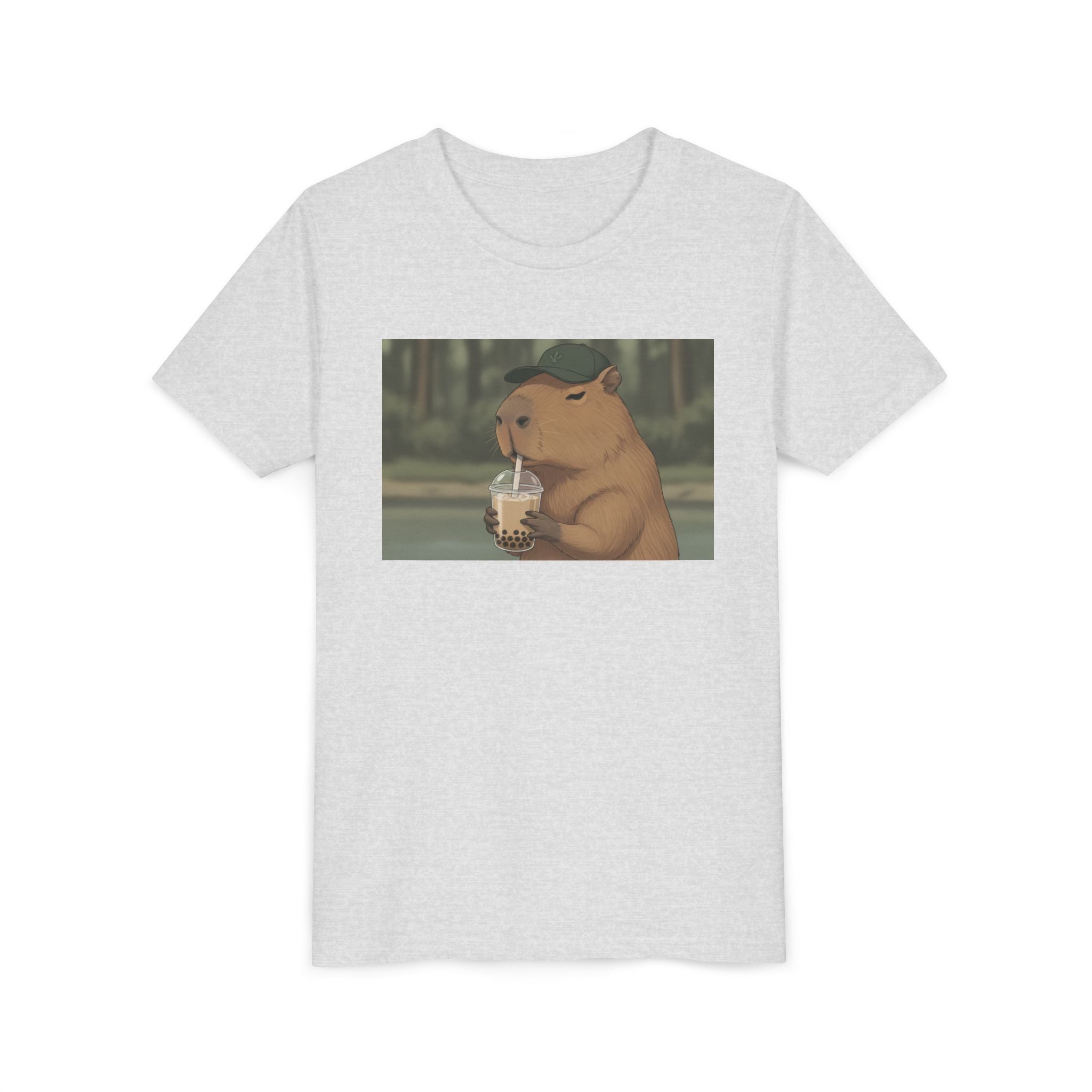 Capybara Drinking Boba Tea Youth Tee — Cute Kawaii Bubble Shirt for Kids - Kids