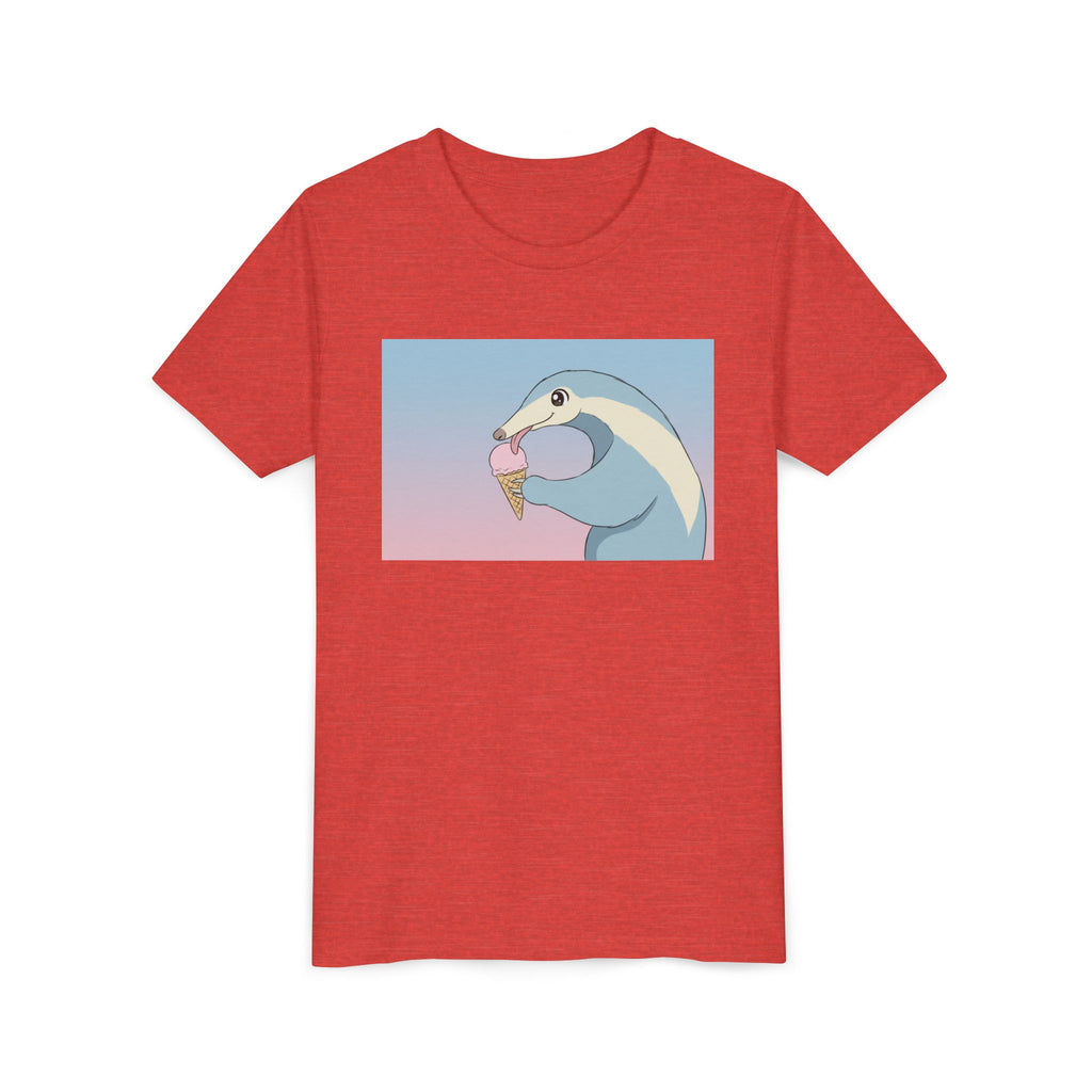 Anteater Eating Ice Cream Kids Tee — Cute Pastel Animal Graphic Youth T-Shirt - Kids