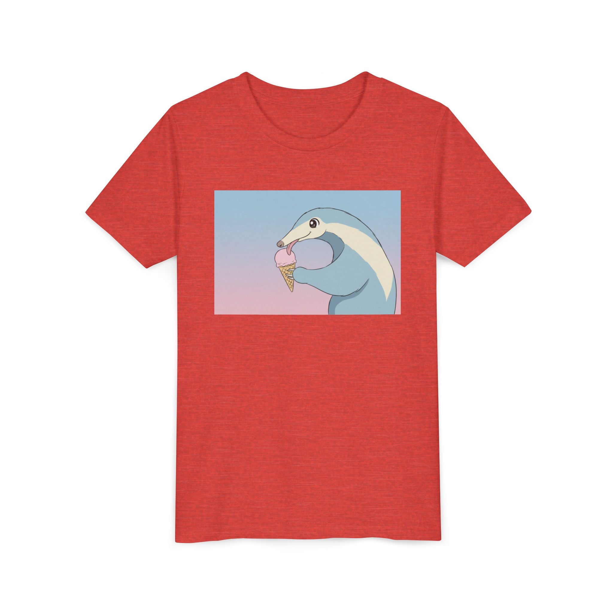 Anteater Eating Ice Cream Kids Tee — Cute Pastel Animal Graphic Youth T-Shirt - Kids