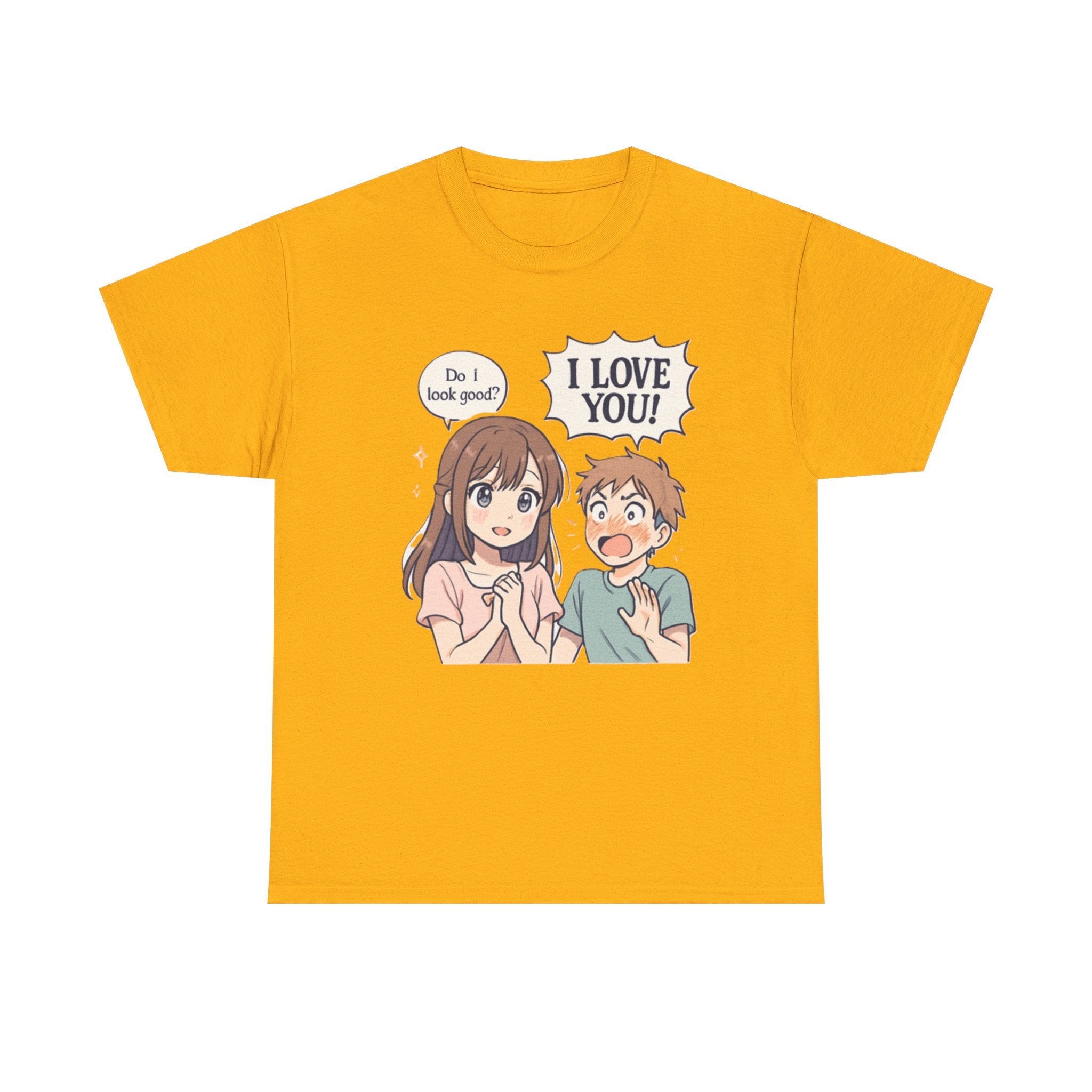Anime Couple T‑Shirt — "Do I look good?" / "I Love You!" Cute Romance Tee - Adult