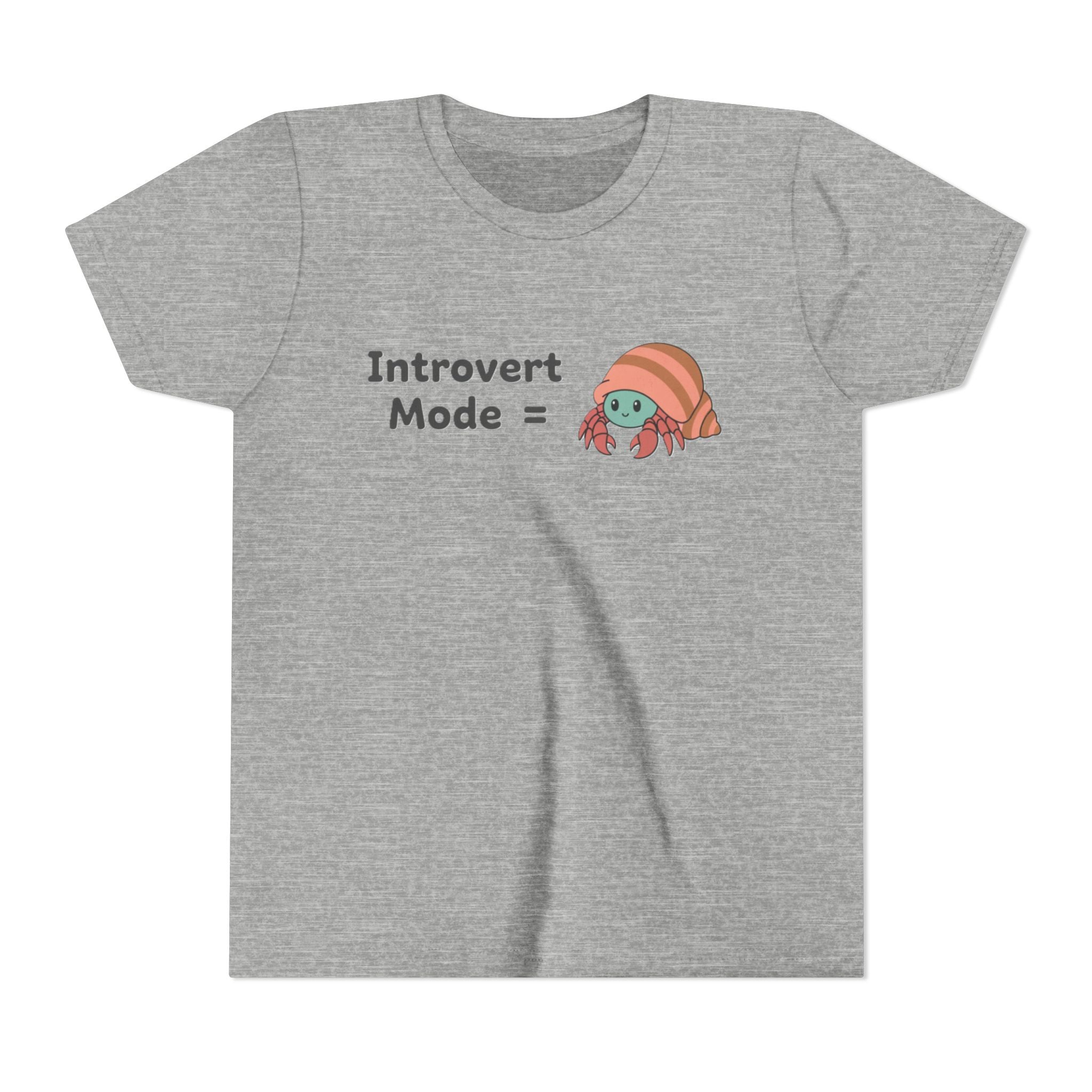 Introvert Mode Kids Tee — Cute Hermit Crab Graphic Youth Shirt
