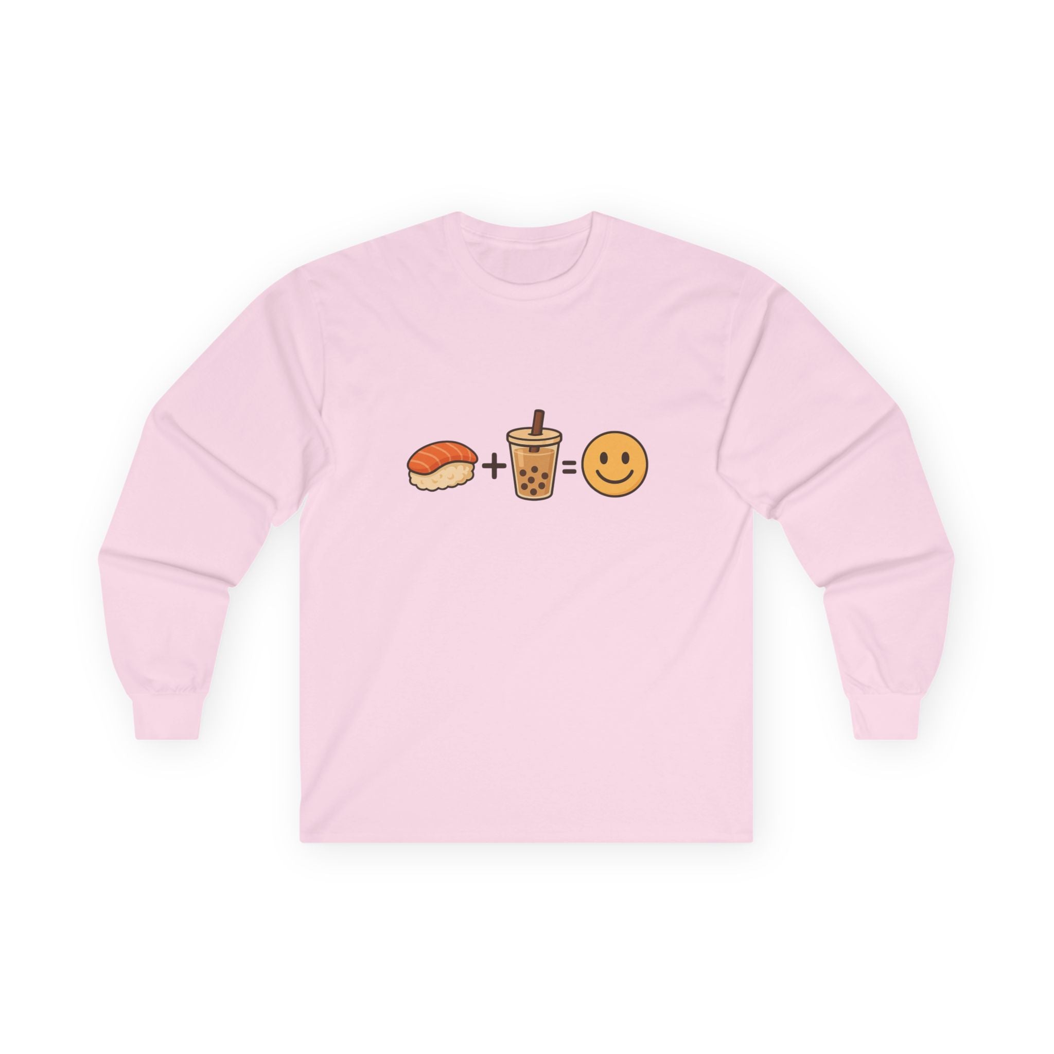 Sushi + Boba = Happy Long Sleeve Tee - Adult