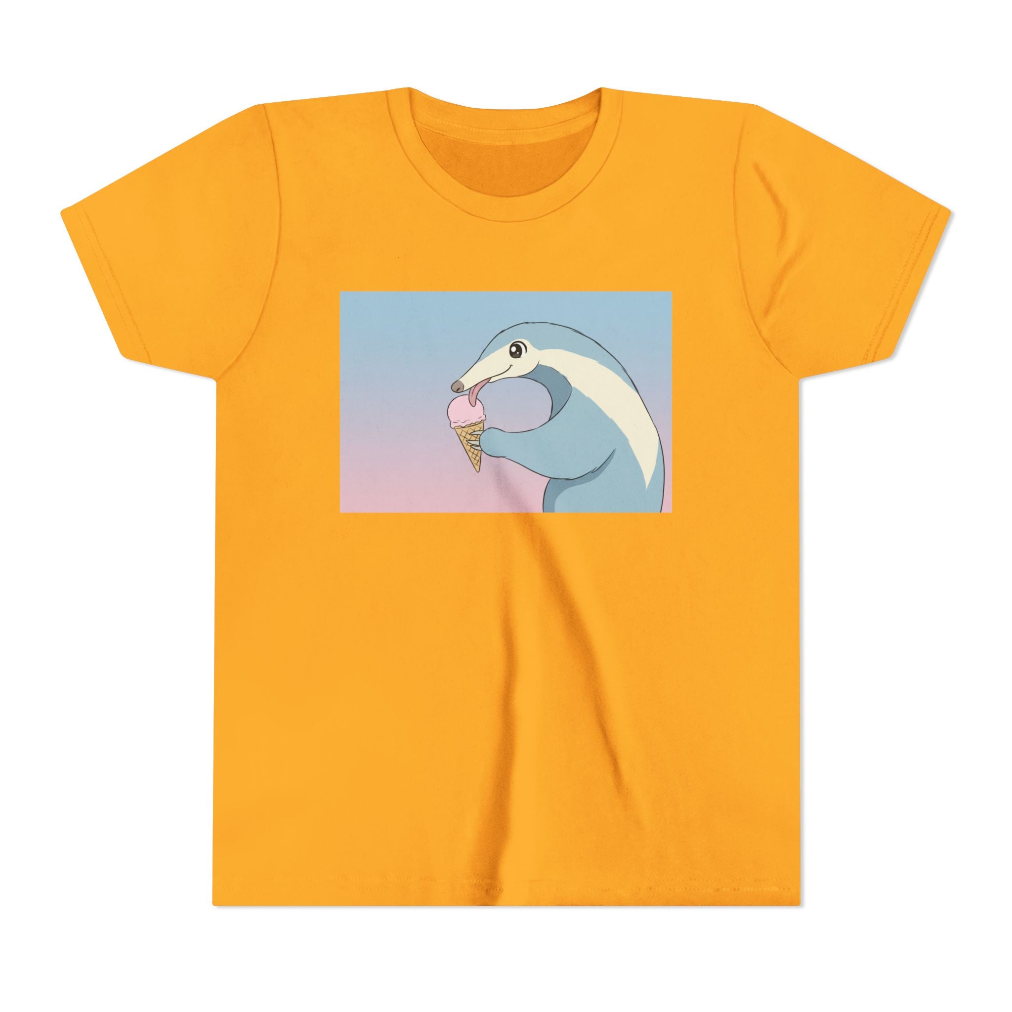 Anteater Eating Ice Cream Kids Tee — Cute Pastel Animal Graphic Youth T-Shirt - Kids
