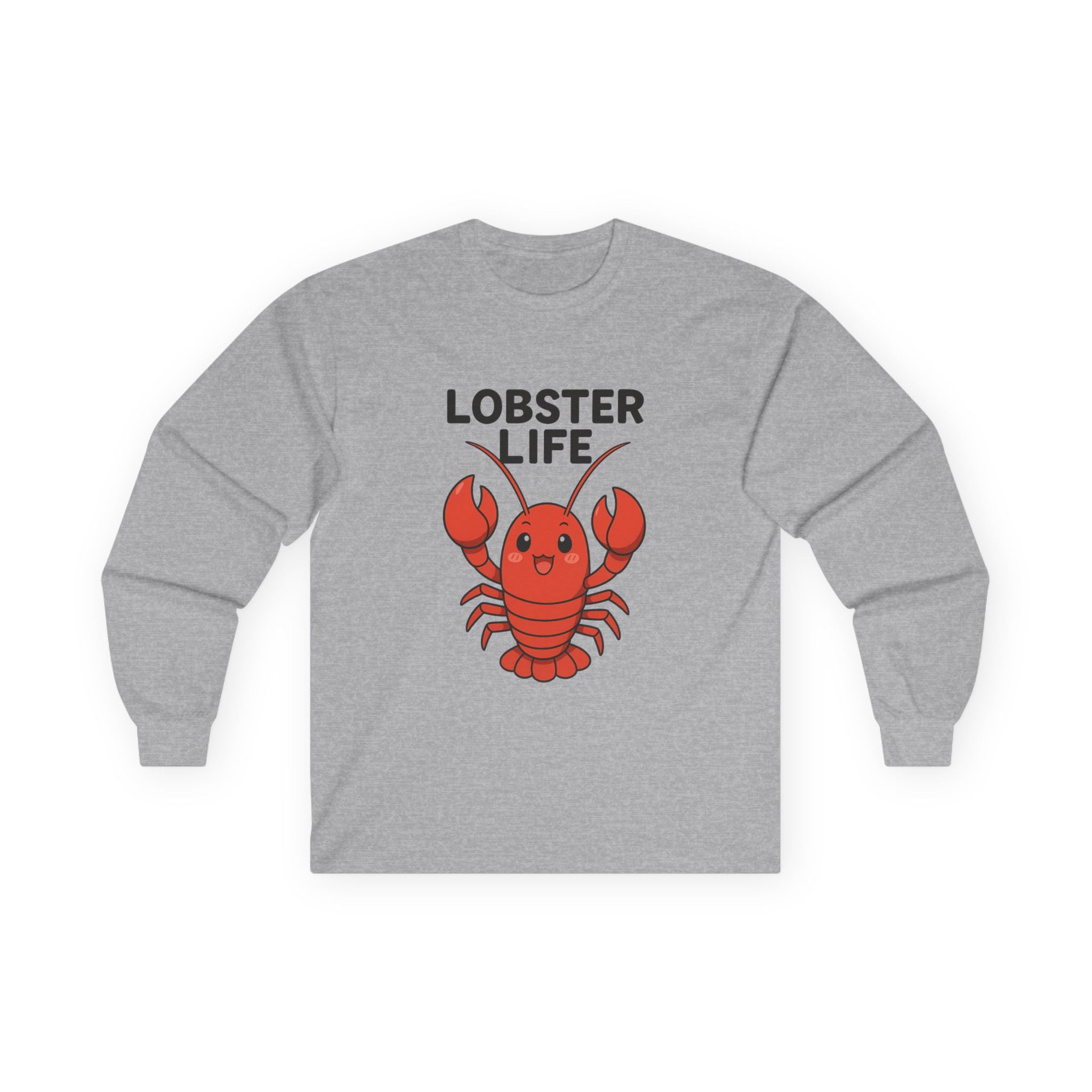 Lobster Life Long Sleeve Tee — Cute Red Lobster Graphic Shirt - Adult