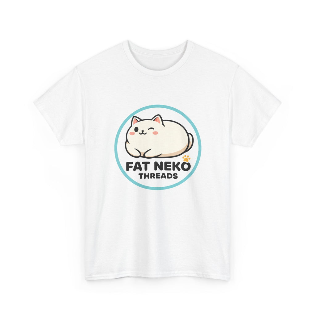 Cute Fat Neko Threads T-Shirt — Kawaii Cat Logo Tee - Adult