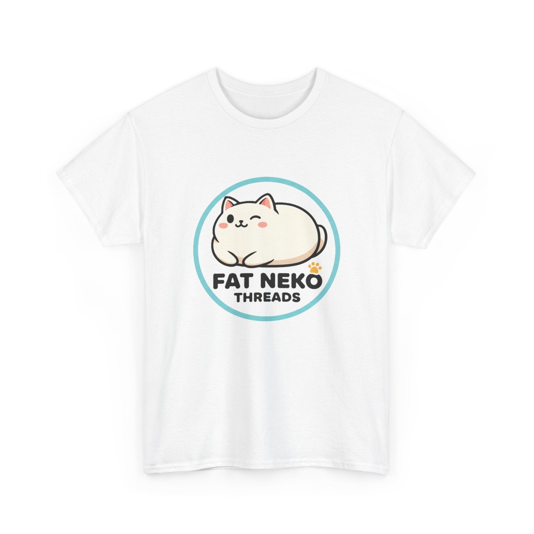 Cute Fat Neko Threads T-Shirt — Kawaii Cat Logo Tee - Adult