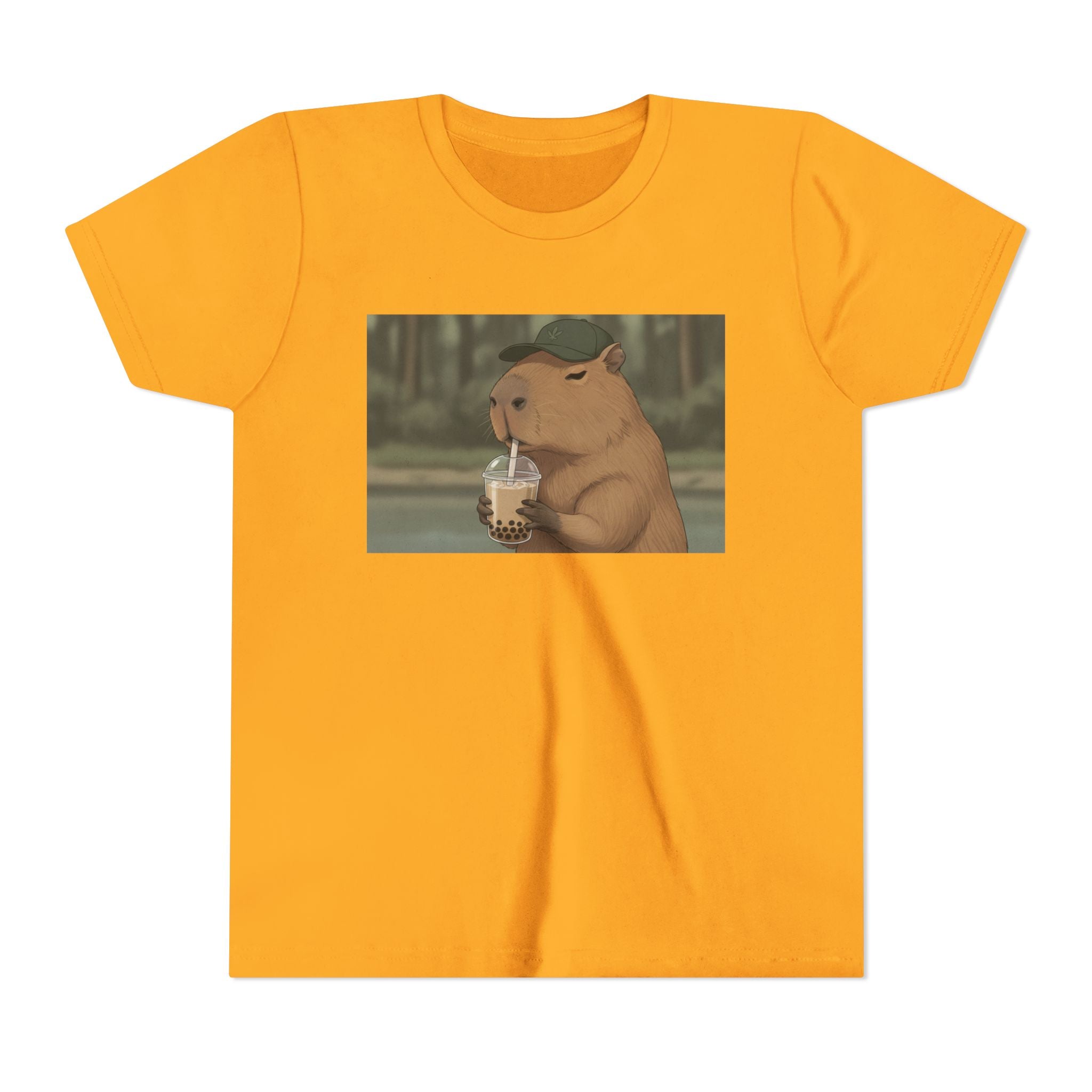 Capybara Drinking Boba Tea Youth Tee — Cute Kawaii Bubble Shirt for Kids - Kids